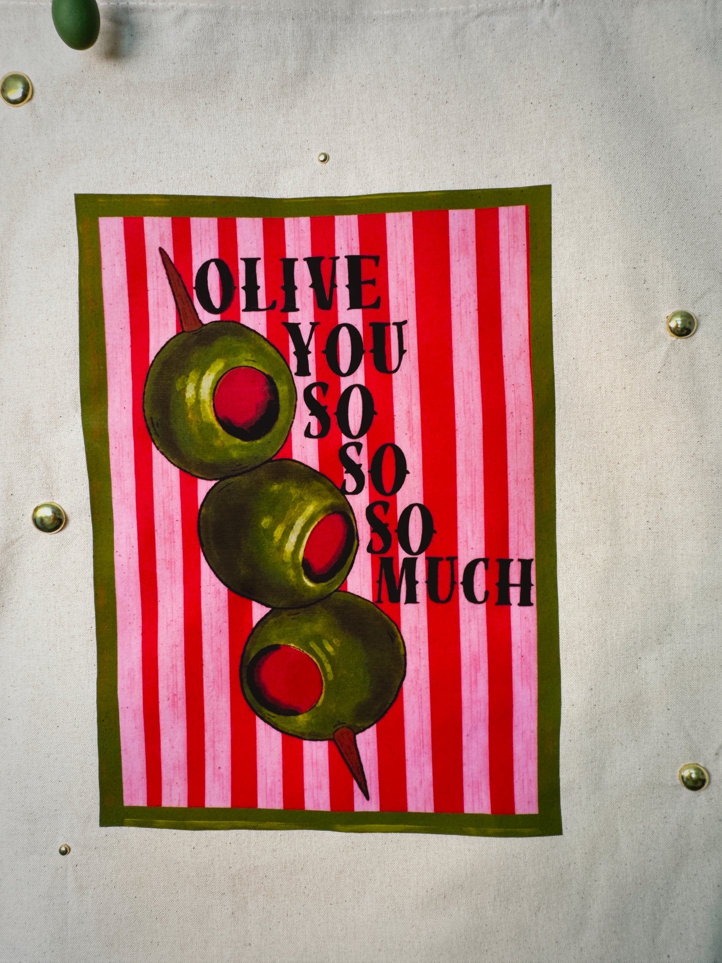 Olive You So So Much Hand-Pressed Tote Bag | 15x16 Natural Cotton — Luxe