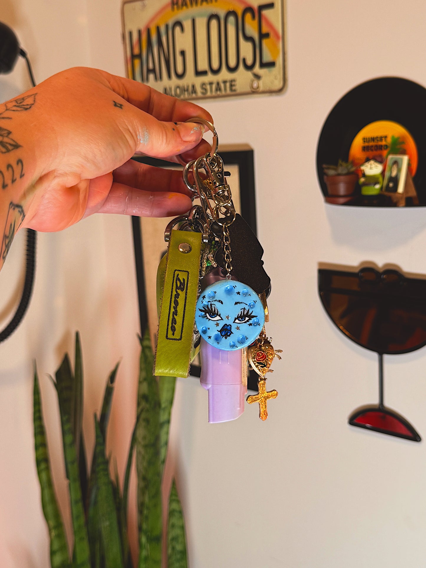 Blue Moon Babe Keychain – Hand-Painted Polymer Clay Charm