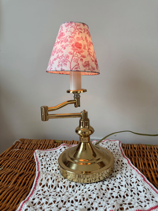 Vintage Brass Candlestick Lamp with Adjustable Swing Arm