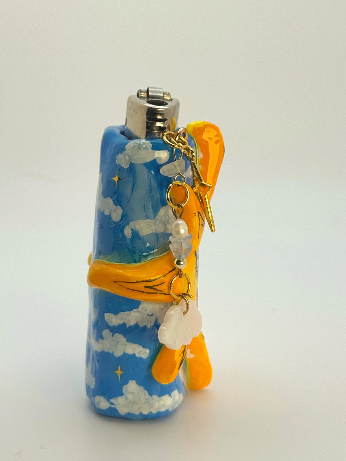 Sassy Sun Case with charm| Fits Standard Bic | Handmade Polymer Clay Art