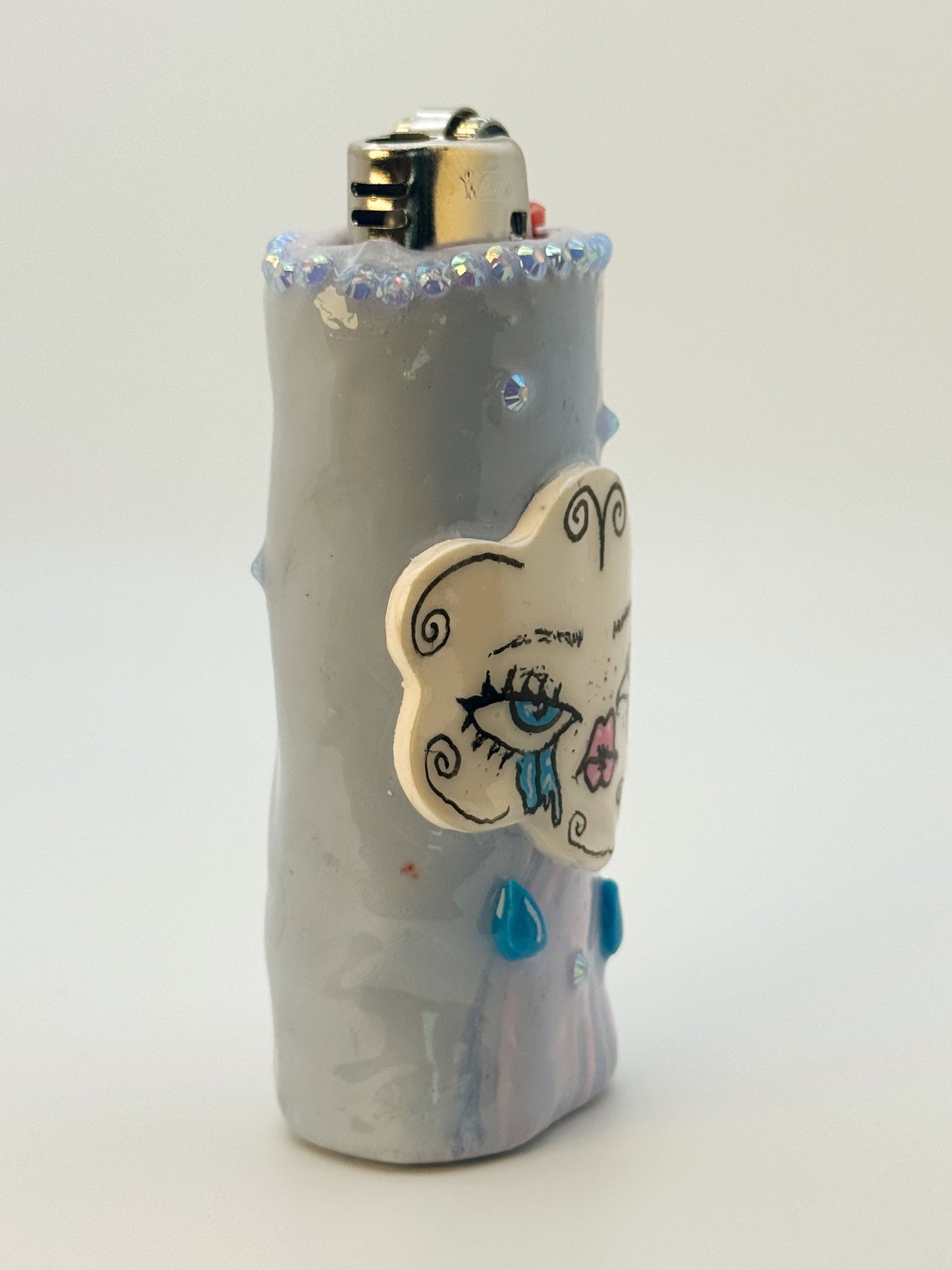 Crying Cloud Lighter Case| Fits Standard Bic | Handmade Polymer Clay Art