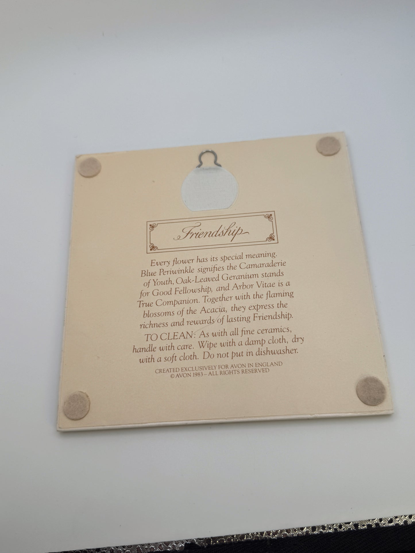 Vintage Avon Floral Ceramic Wall Plaque Set – “Love” & “Friendship” (1983, Made in England)