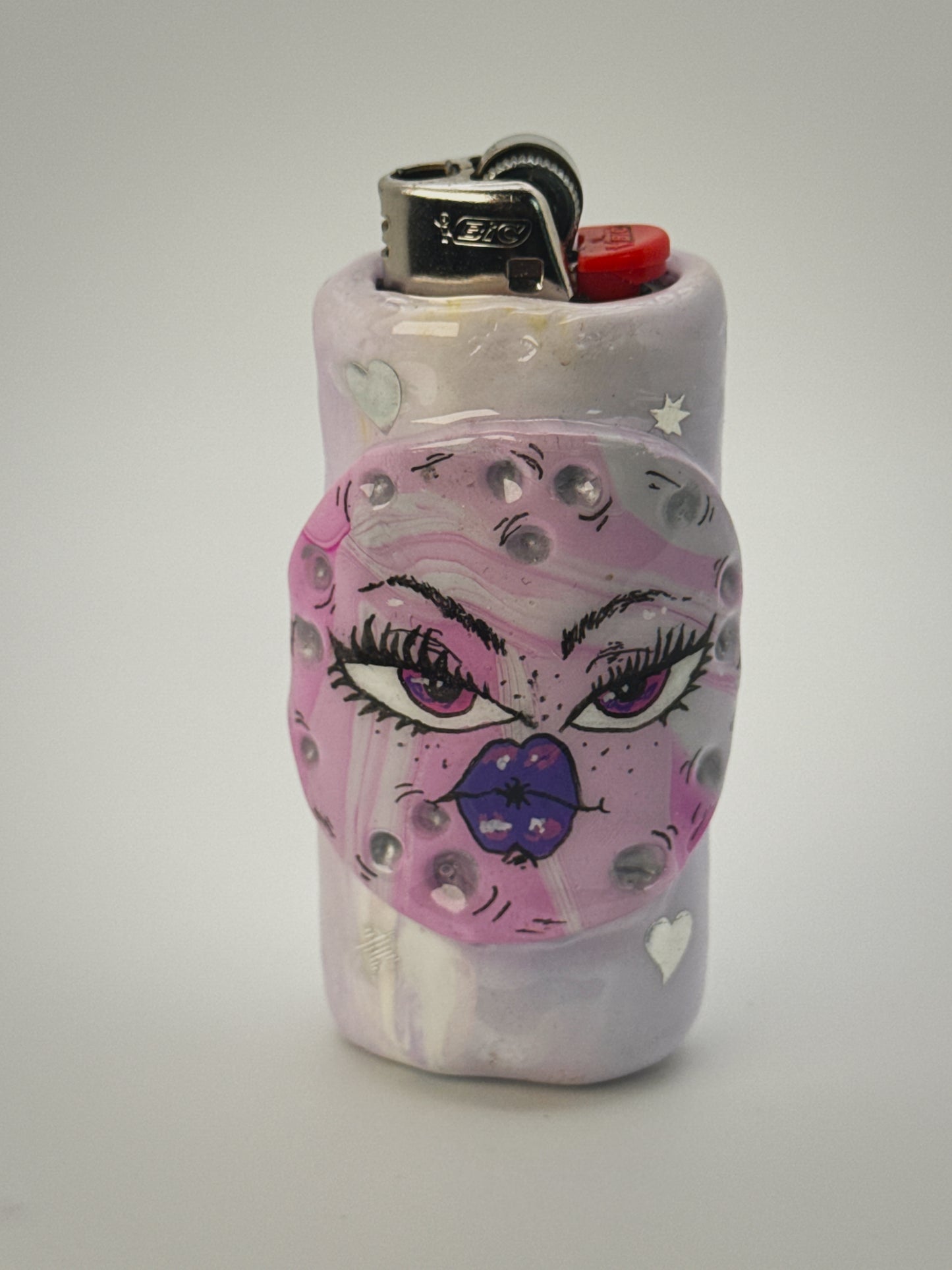 Sassy Moon Lighter Case| Fits Standard Bic | Handmade Polymer Clay Art