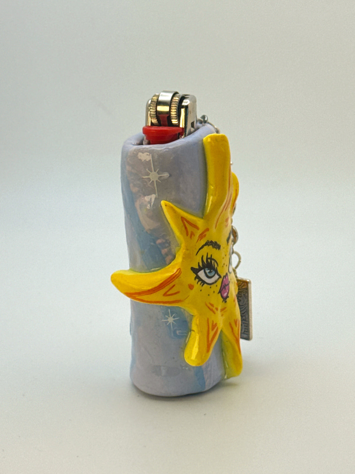 Celestial Sun Case with charm| Fits Standard Bic | Handmade Polymer Clay Art