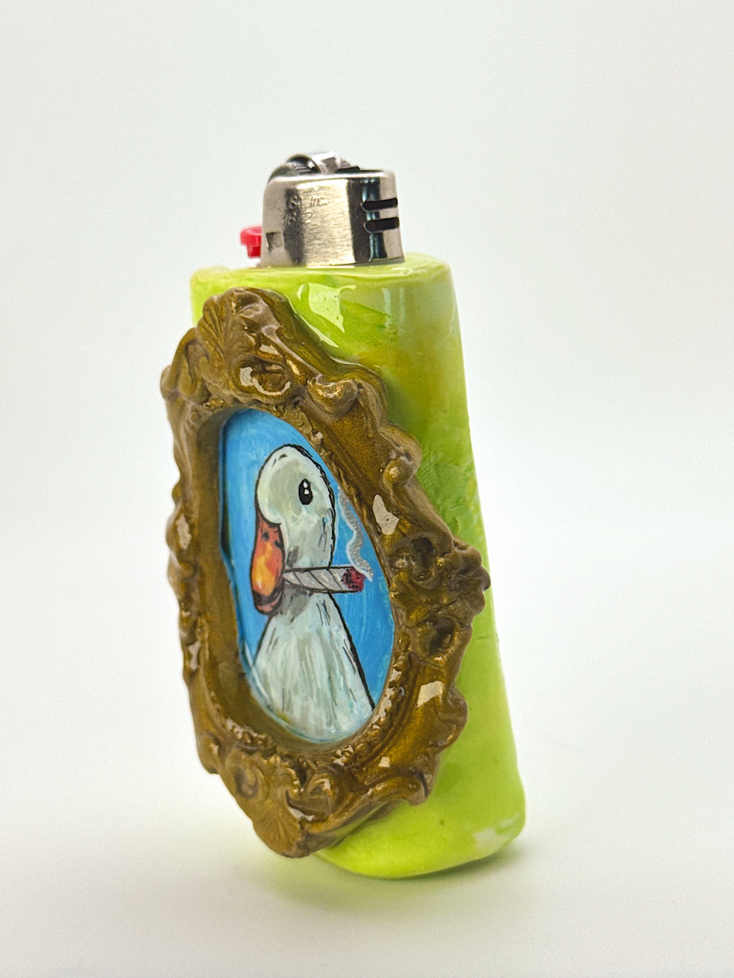 Duck That Doesn’t Give a F*ck Lighter Case – Hand-Painted Duck Portrait BIC Lighter Cover