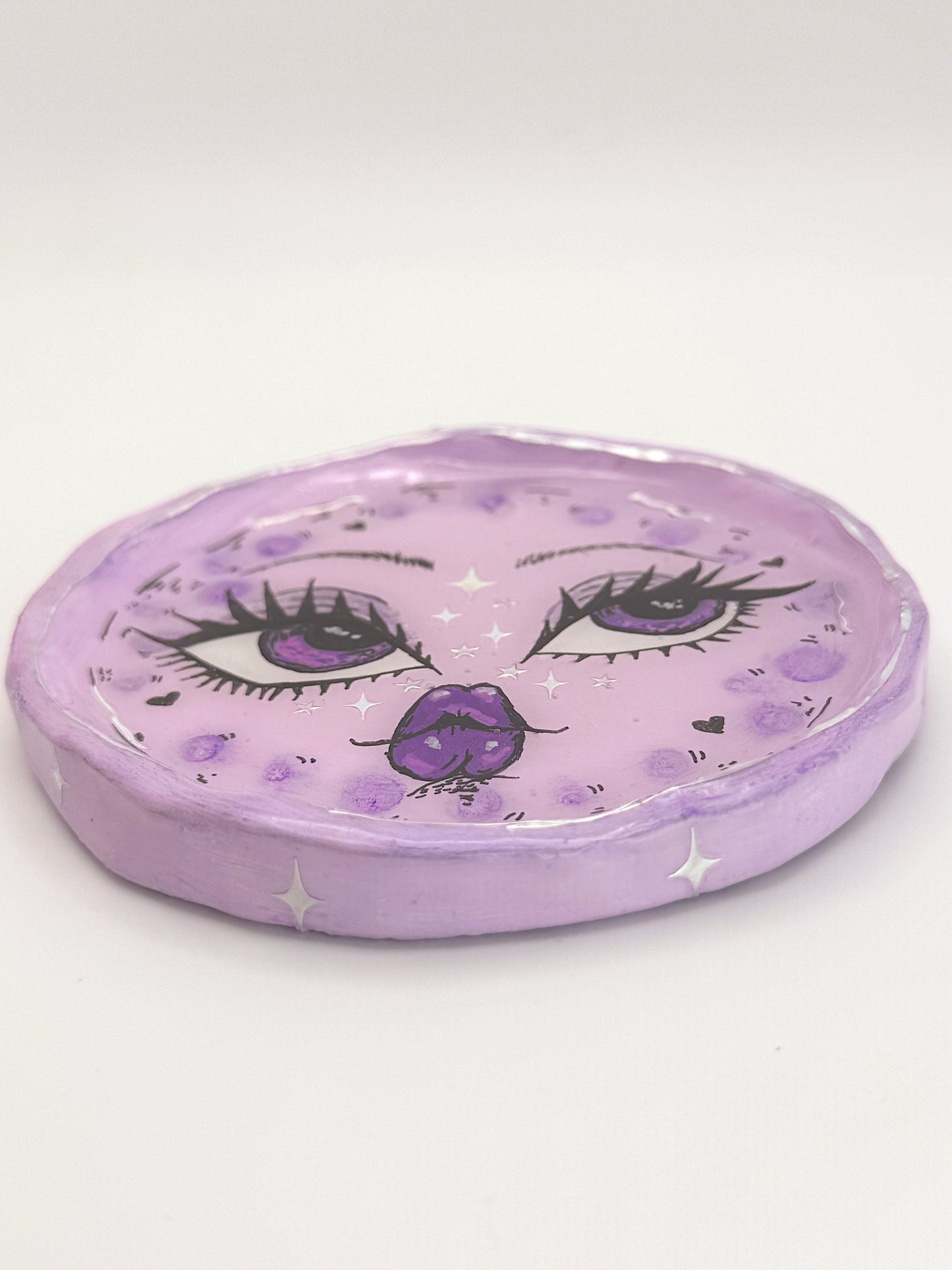 Lavender Moon Trinket Dish — 4 Inch Hand-Painted Polymer Clay