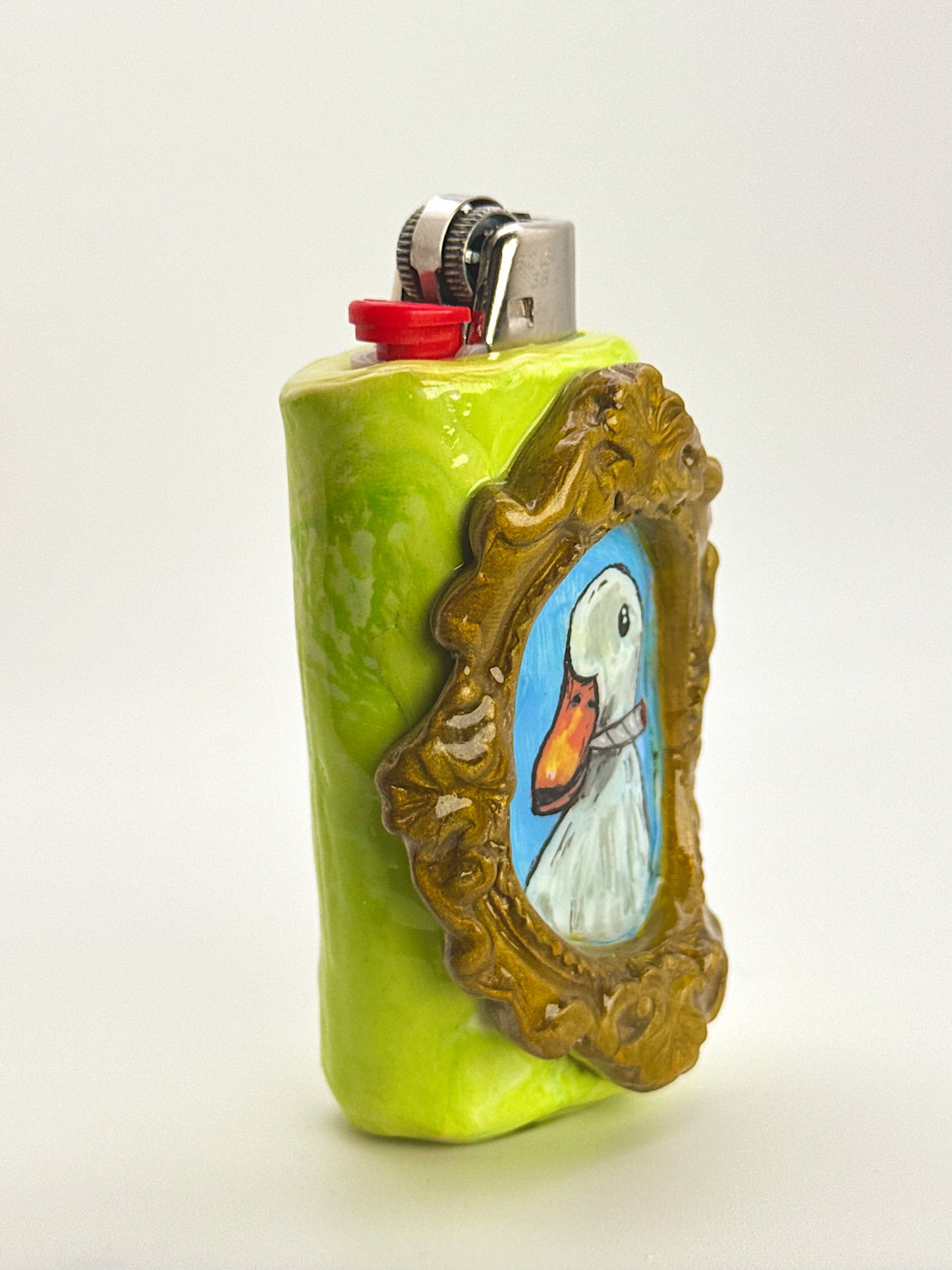 Duck That Doesn’t Give a F*ck Lighter Case – Hand-Painted Duck Portrait BIC Lighter Cover