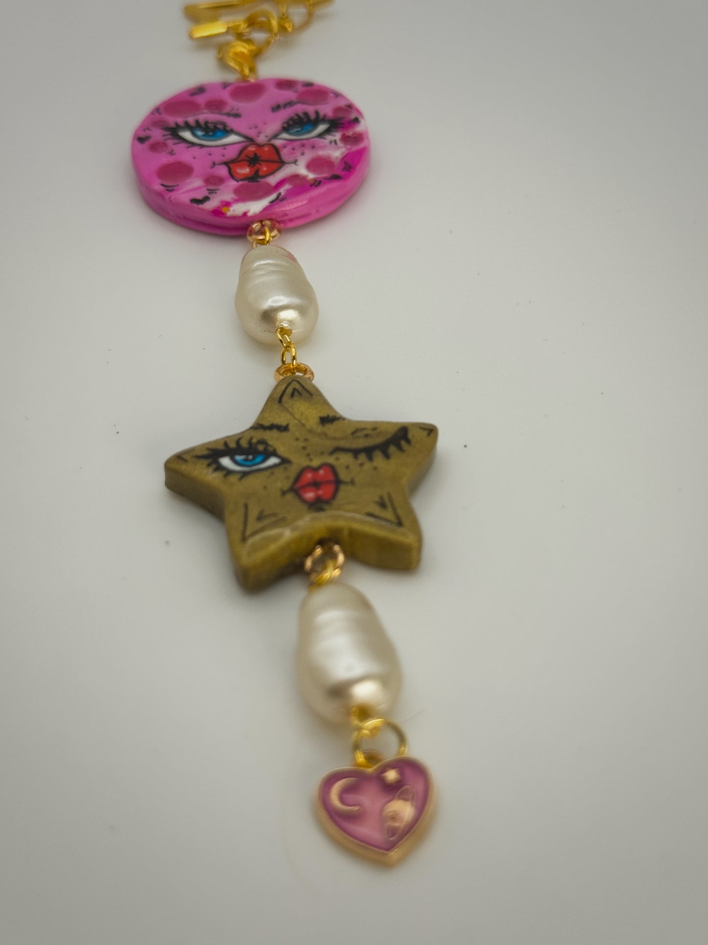 Celestial Girls Keychain – Handmade Polymer Clay Bag Charm