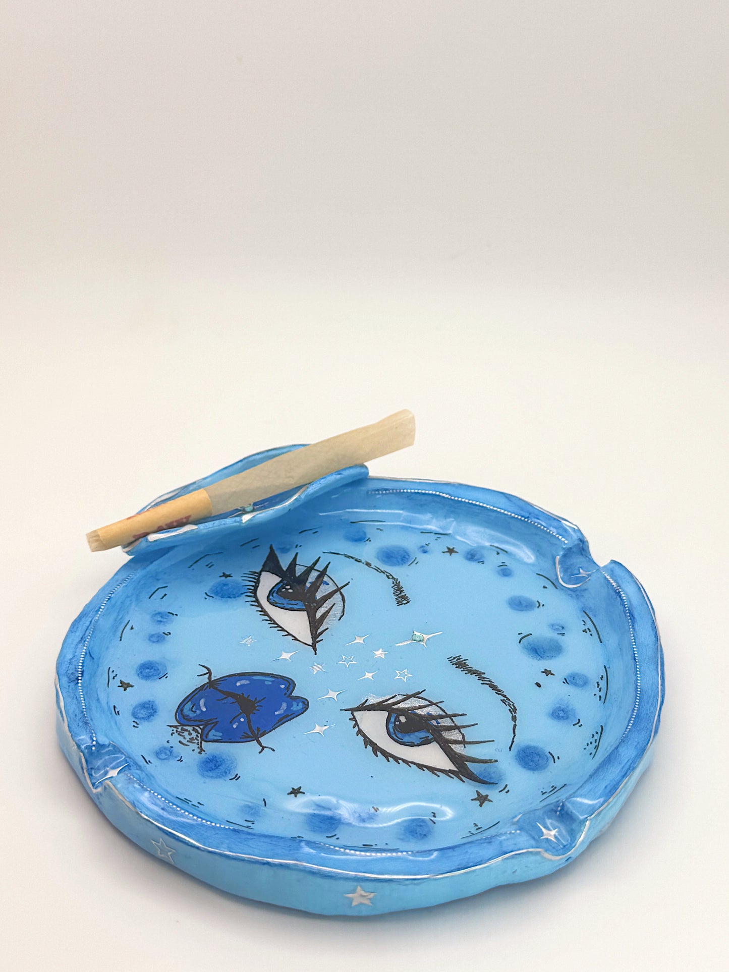 Blue Moon Babe Ashtray • One-of-a-Kind Hand-Painted Celestial Ashtray (5”)