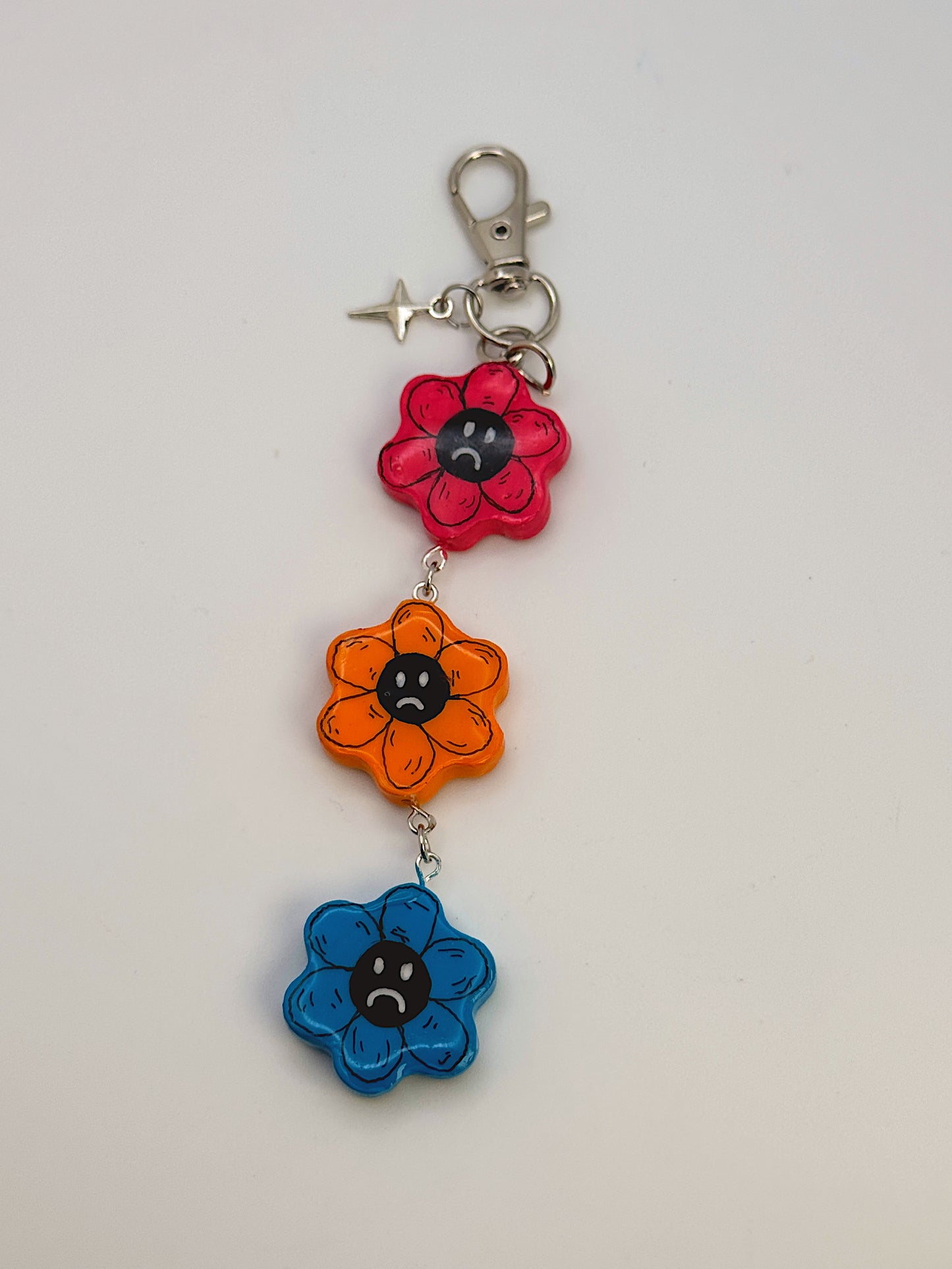 Mood Swing Flower Bag Charm – Handmade Polymer Clay Keychain