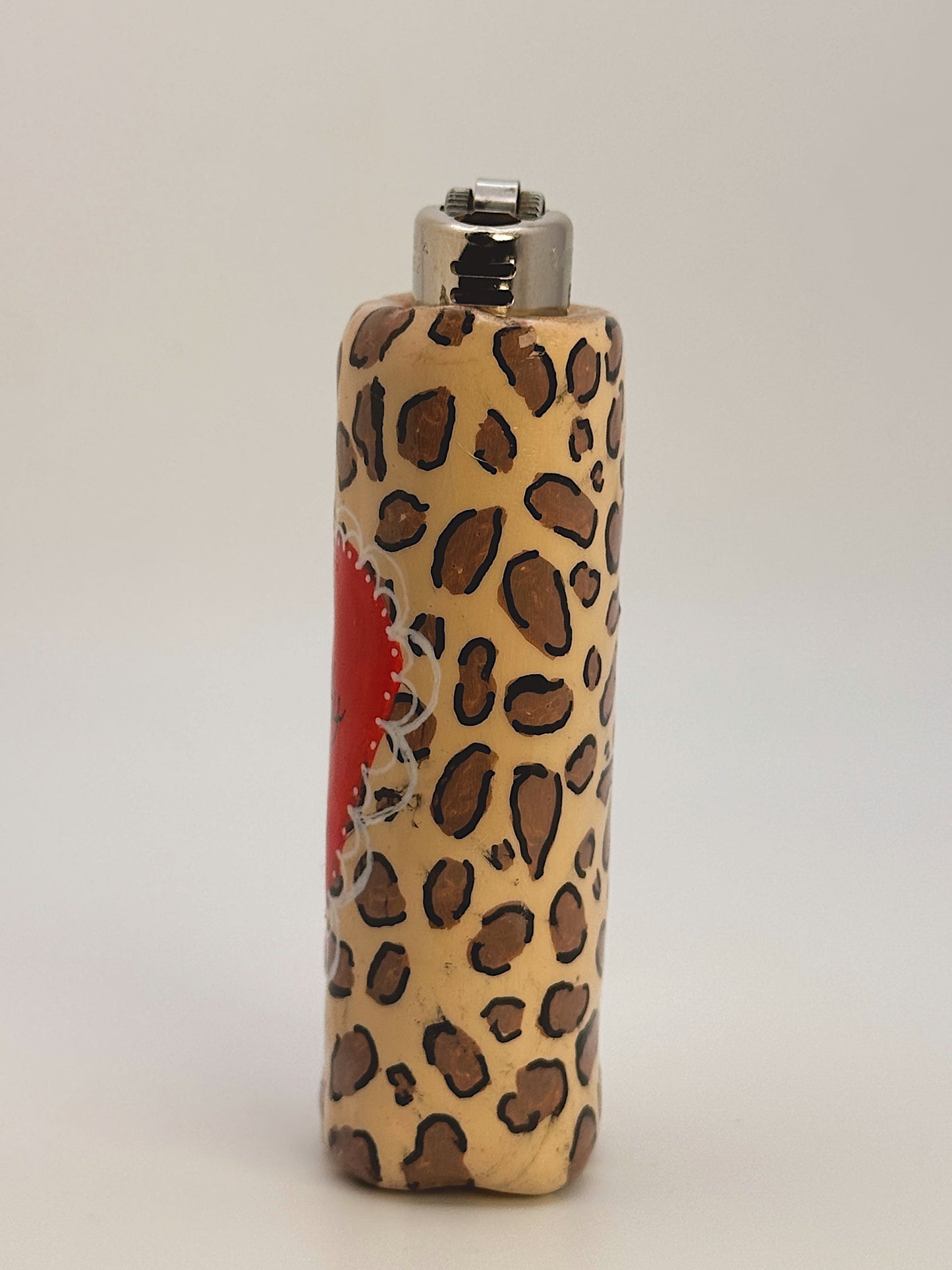 I’m Literally Just a Girl Lighter Case – Handmade Leopard Print Polymer Clay Cover