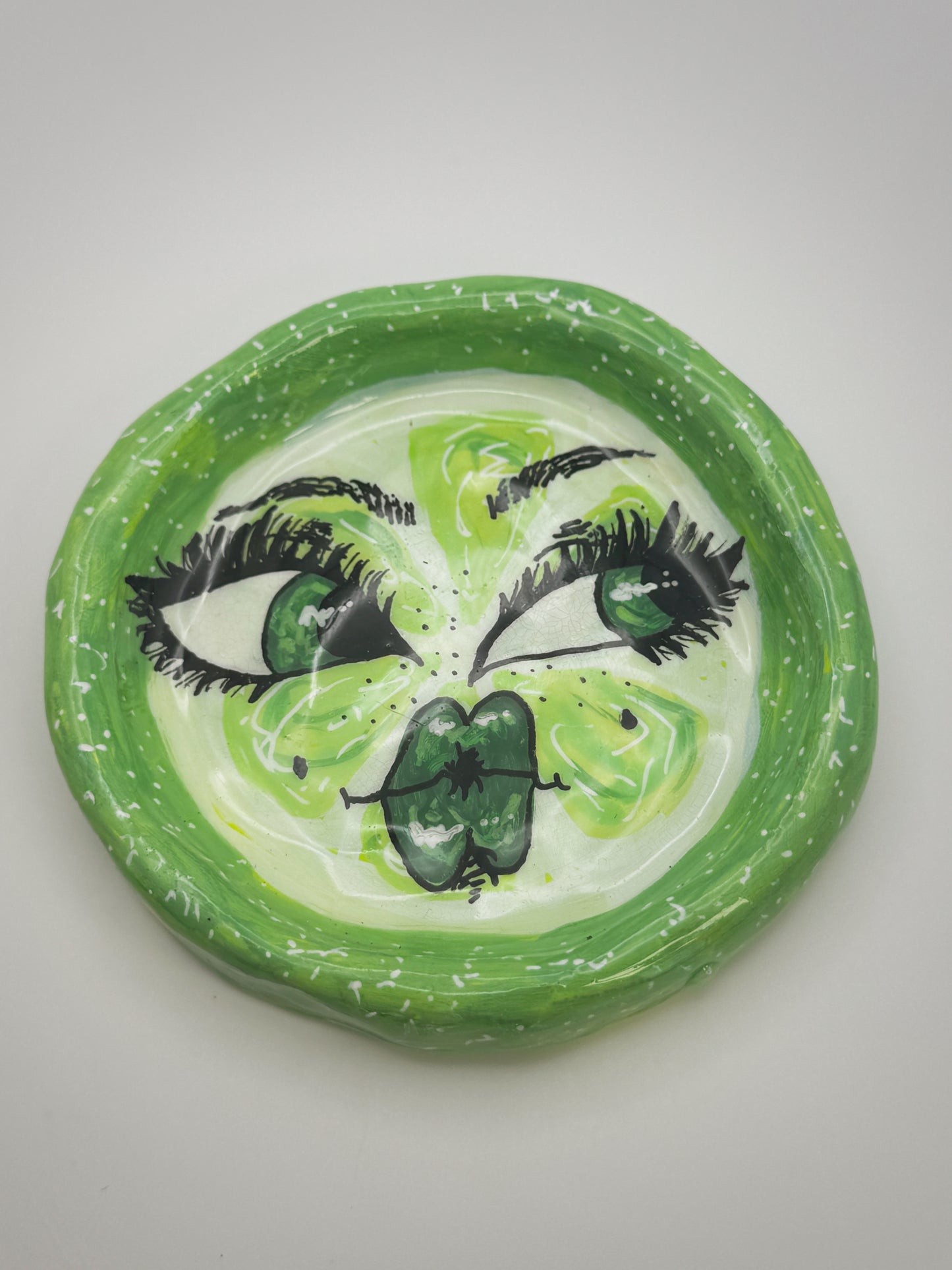 Lime Face Trinket Dish(3.5-4”) – Handmade Polymer Clay