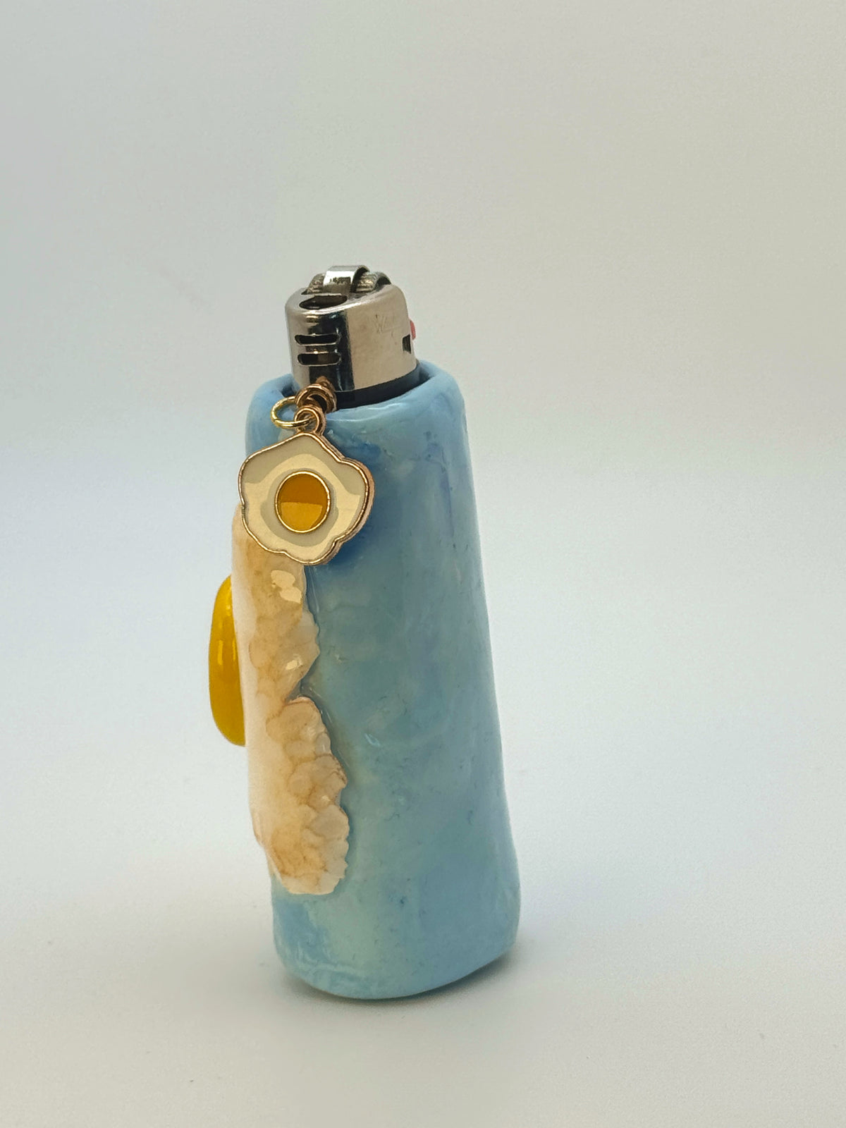 Double Fries Egg Case with charm| Fits Standard Bic | Handmade Polymer Clay Art