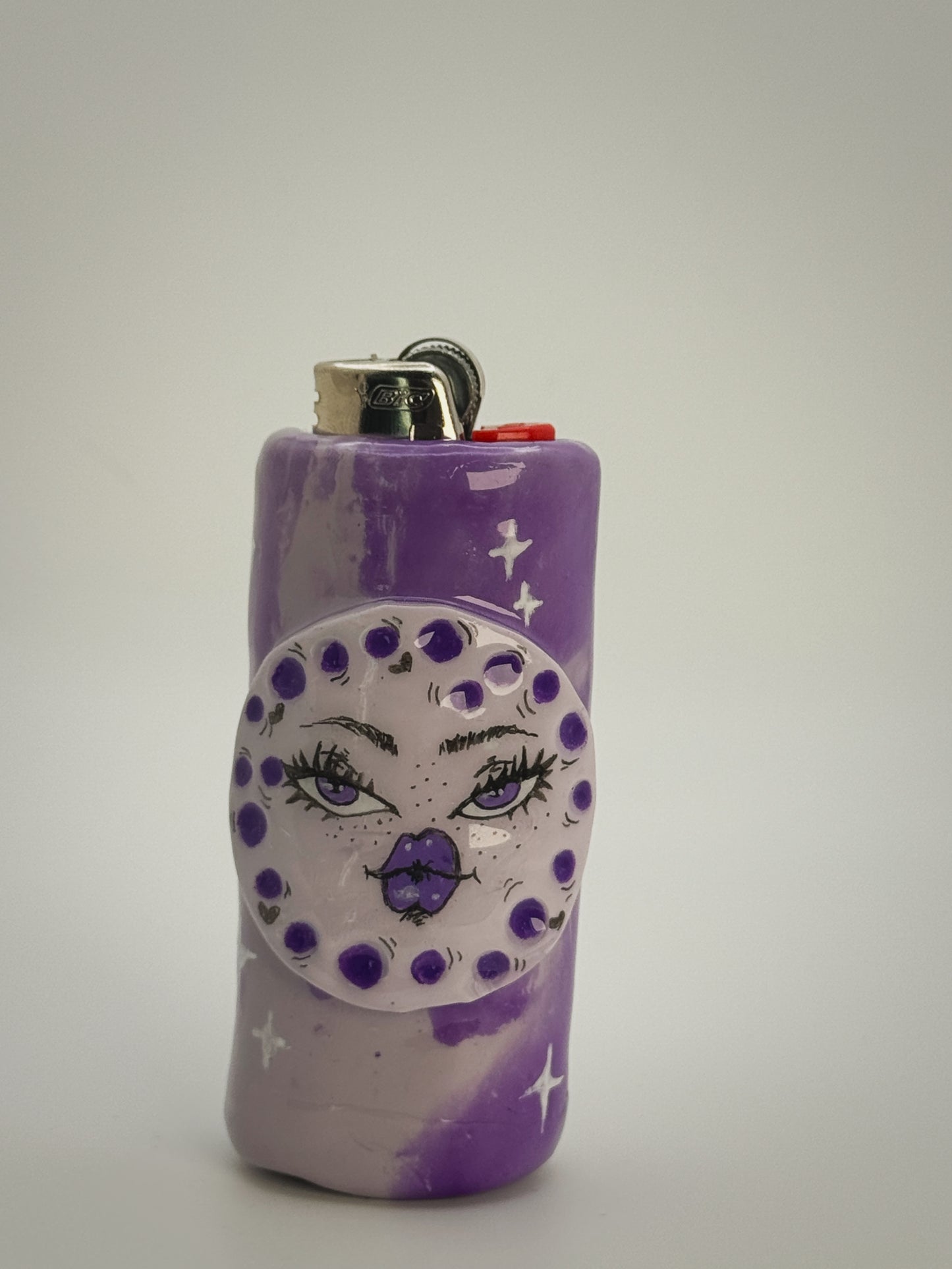Lavender Moon Lighter Case| Fits Standard Bic | Handmade Polymer Clay Art