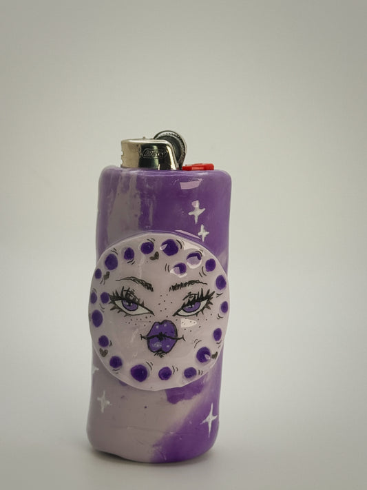 Lavender Moon Lighter Case| Fits Standard Bic | Handmade Polymer Clay Art