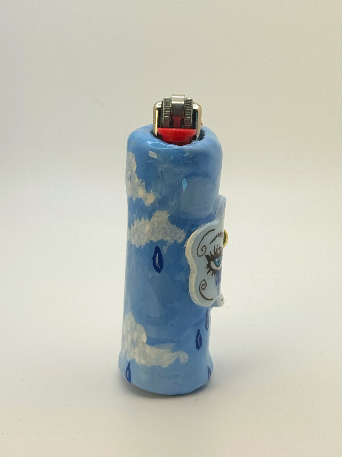 Crying Cloud Case with charm| Fits Standard Bic | Handmade Polymer Clay Art