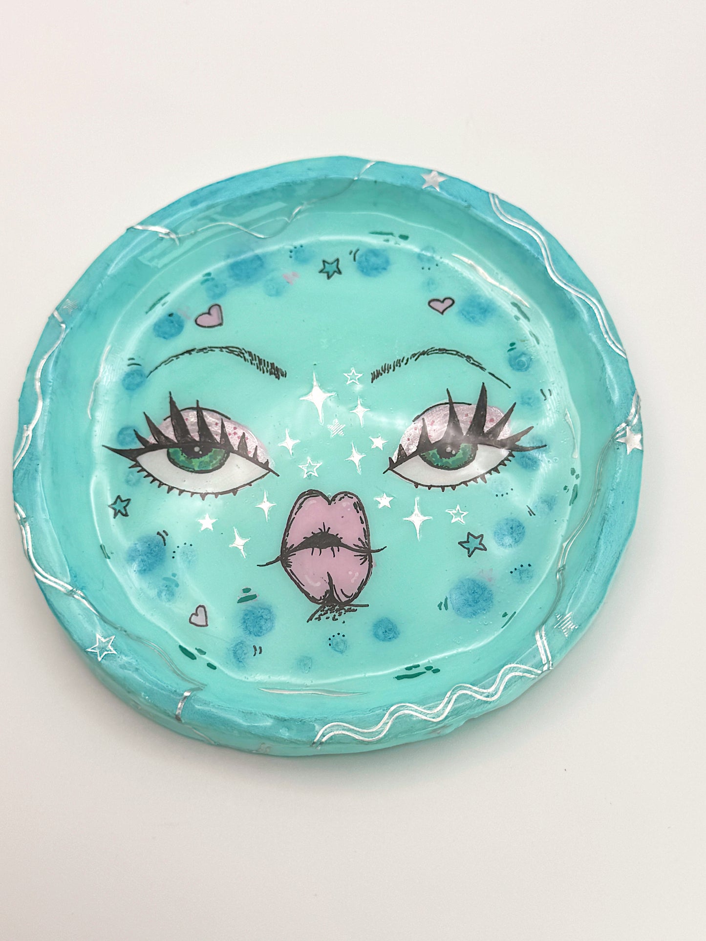 Aqua Daydream Moon – 5 inch Trinket Dish