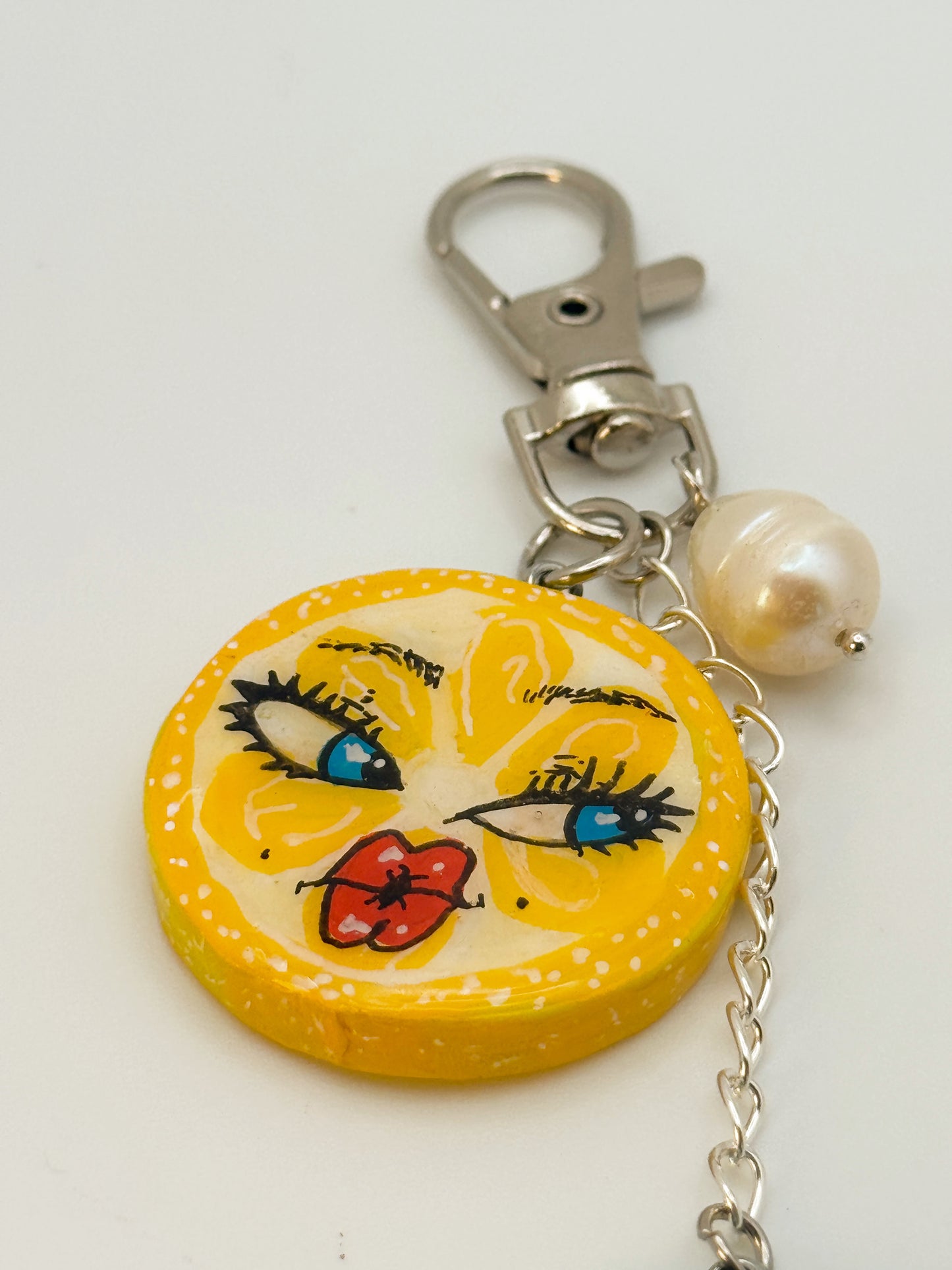 Sassy Lemon & Lime Keychain – Handmade Polymer Clay Bag Charm