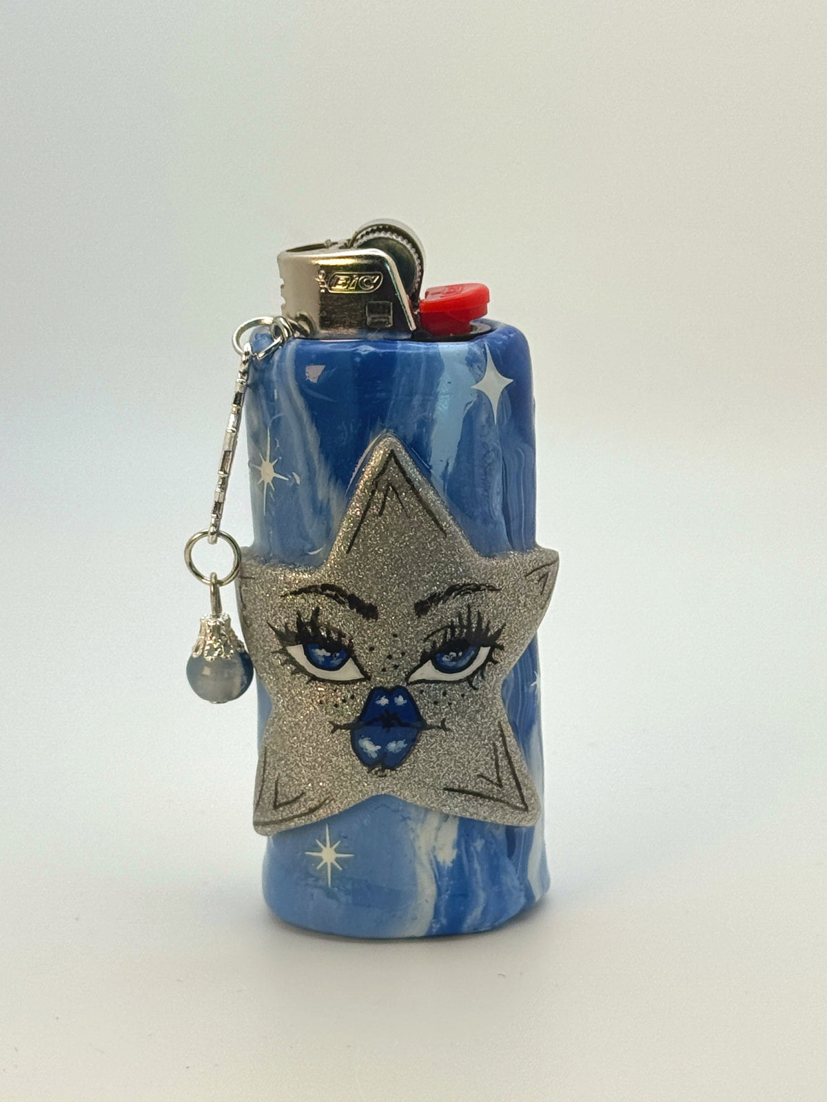 Celestial Star Case with charm| Fits Standard Bic | Handmade Polymer Clay Art