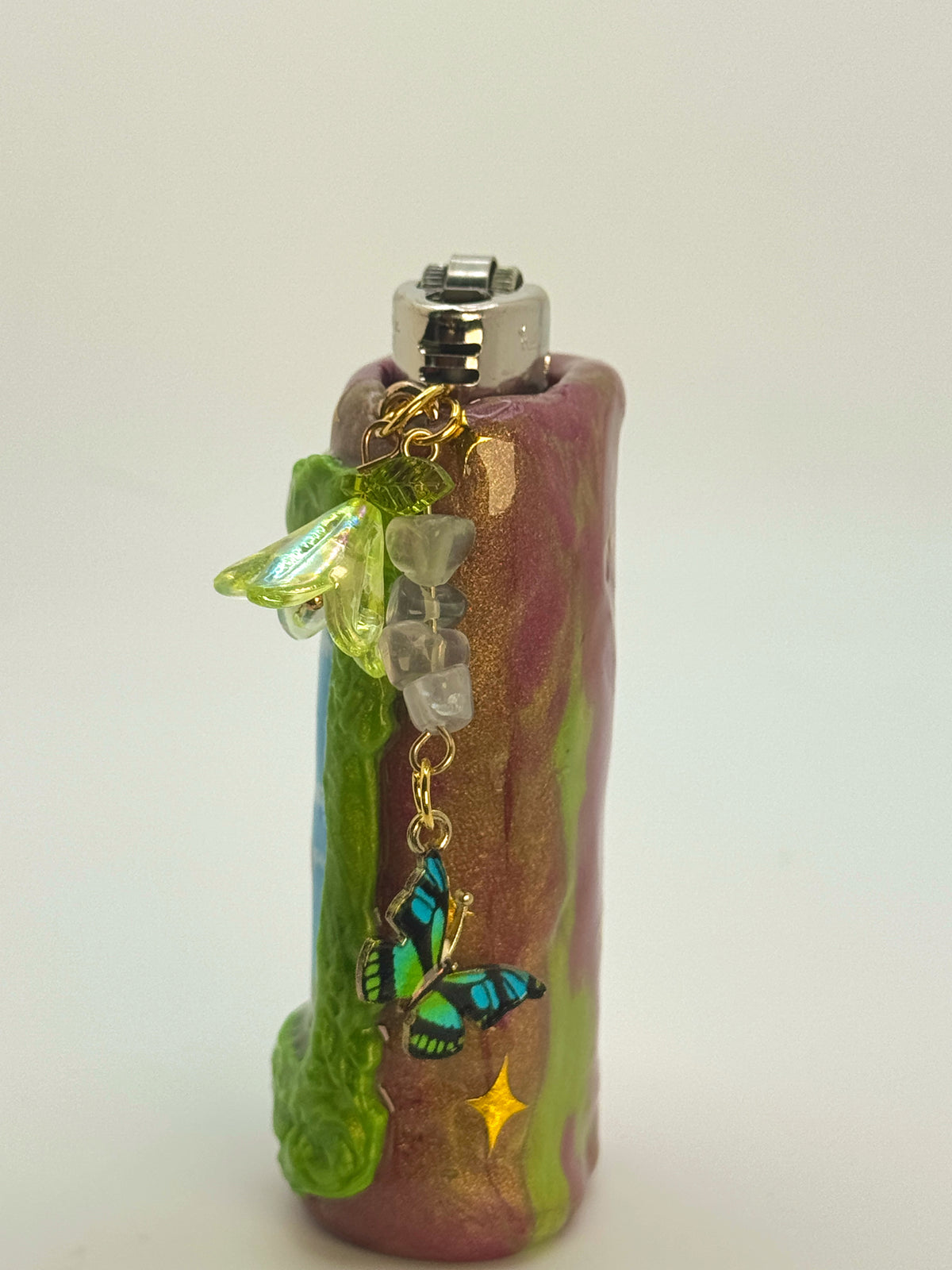 Vintage Frame Rip It Frog Case with charm| Fits Standard Bic | Handmade Polymer Clay Art