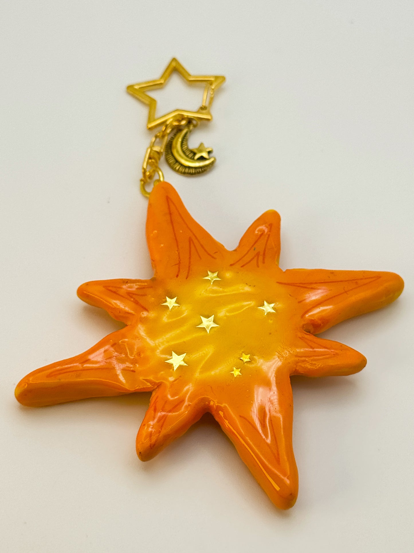 Smoking Sun Keychain – Handmade Polymer Clay Bag Charm
