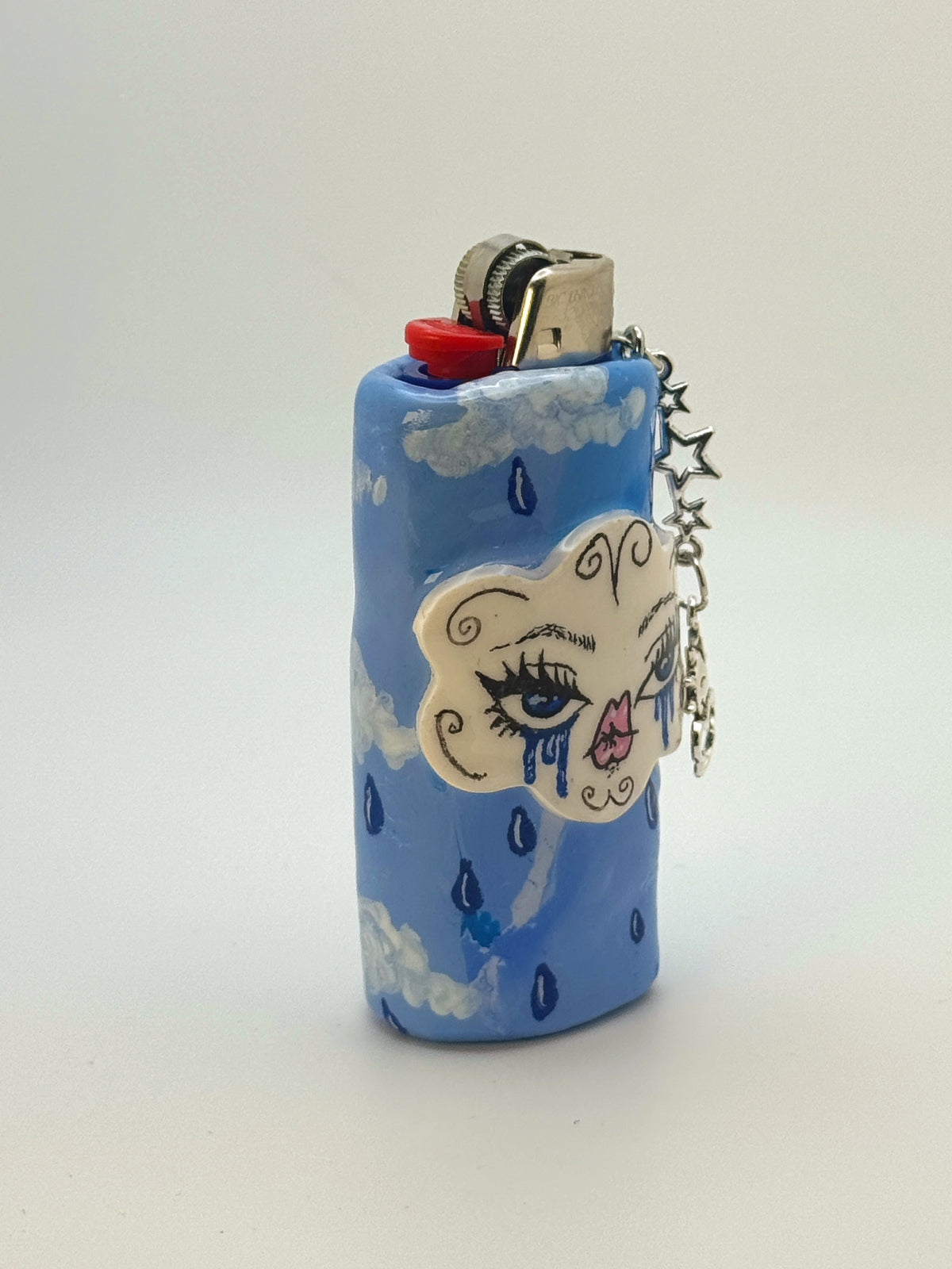 Sad Girl Cloud Case with charm| Fits Standard Bic | Handmade Polymer Clay Art