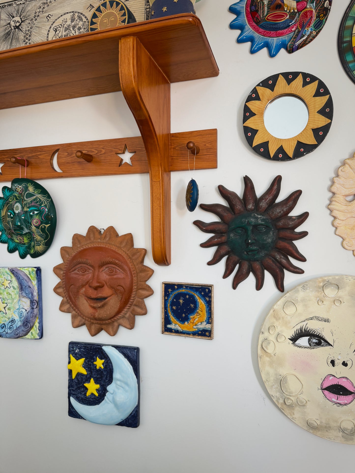Vintage 12” Terracotta Sun Face – Heavy Mexican Folk Art Wall Hanging