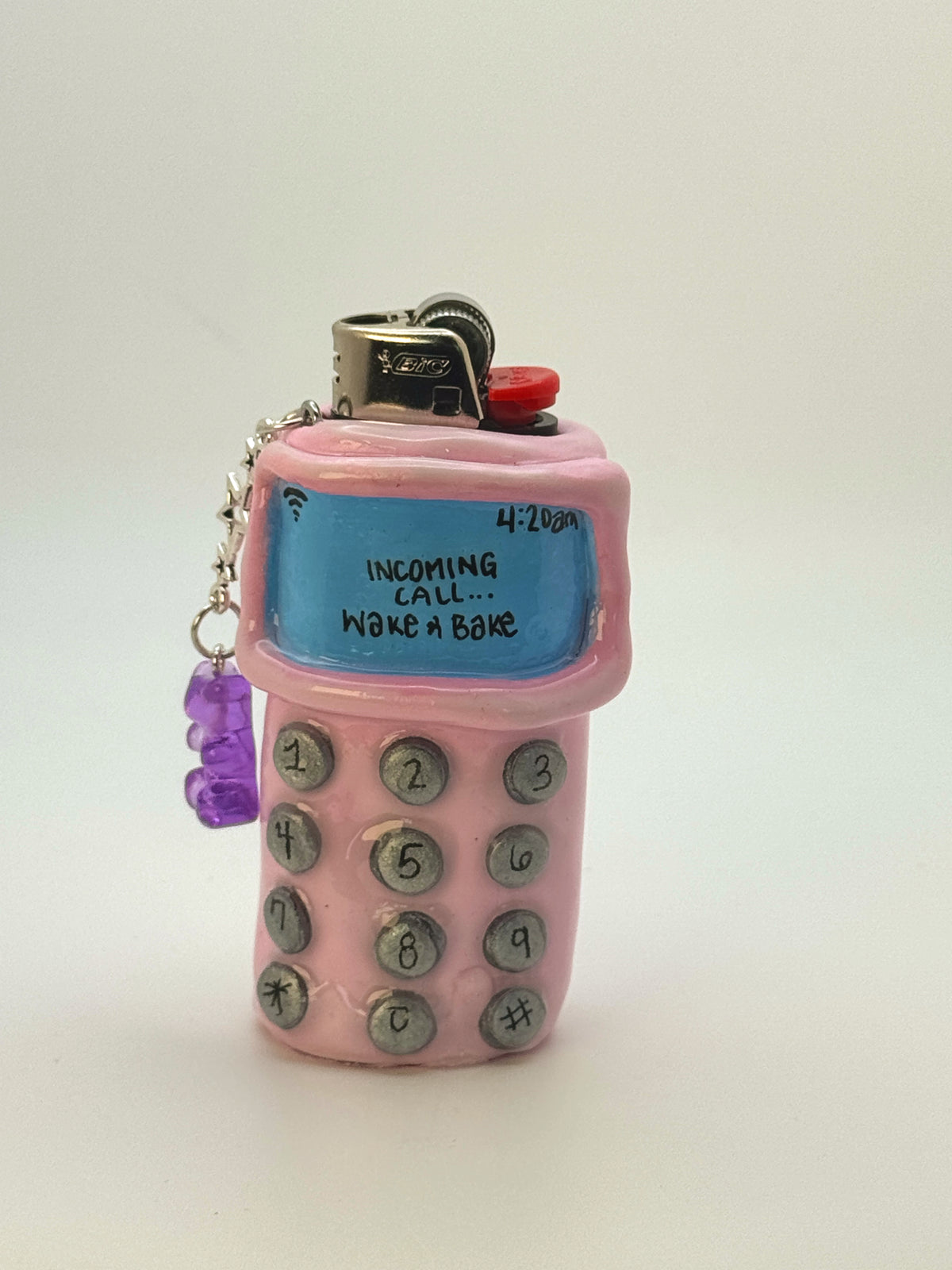 Vintage Cell Phone Case with charm| Fits Standard Bic | Handmade Polymer Clay Art