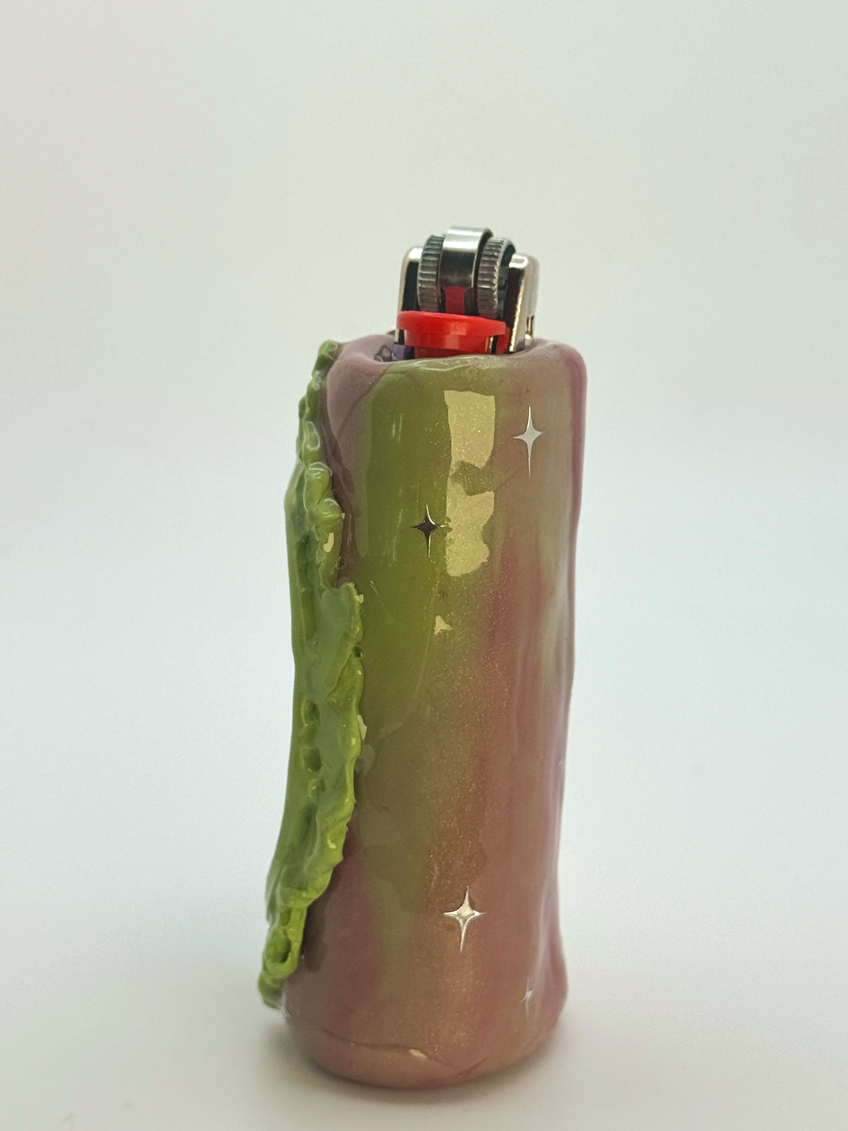 Vintage Frame Martini Kitty Case with charm| Fits Standard Bic | Handmade Polymer Clay Art