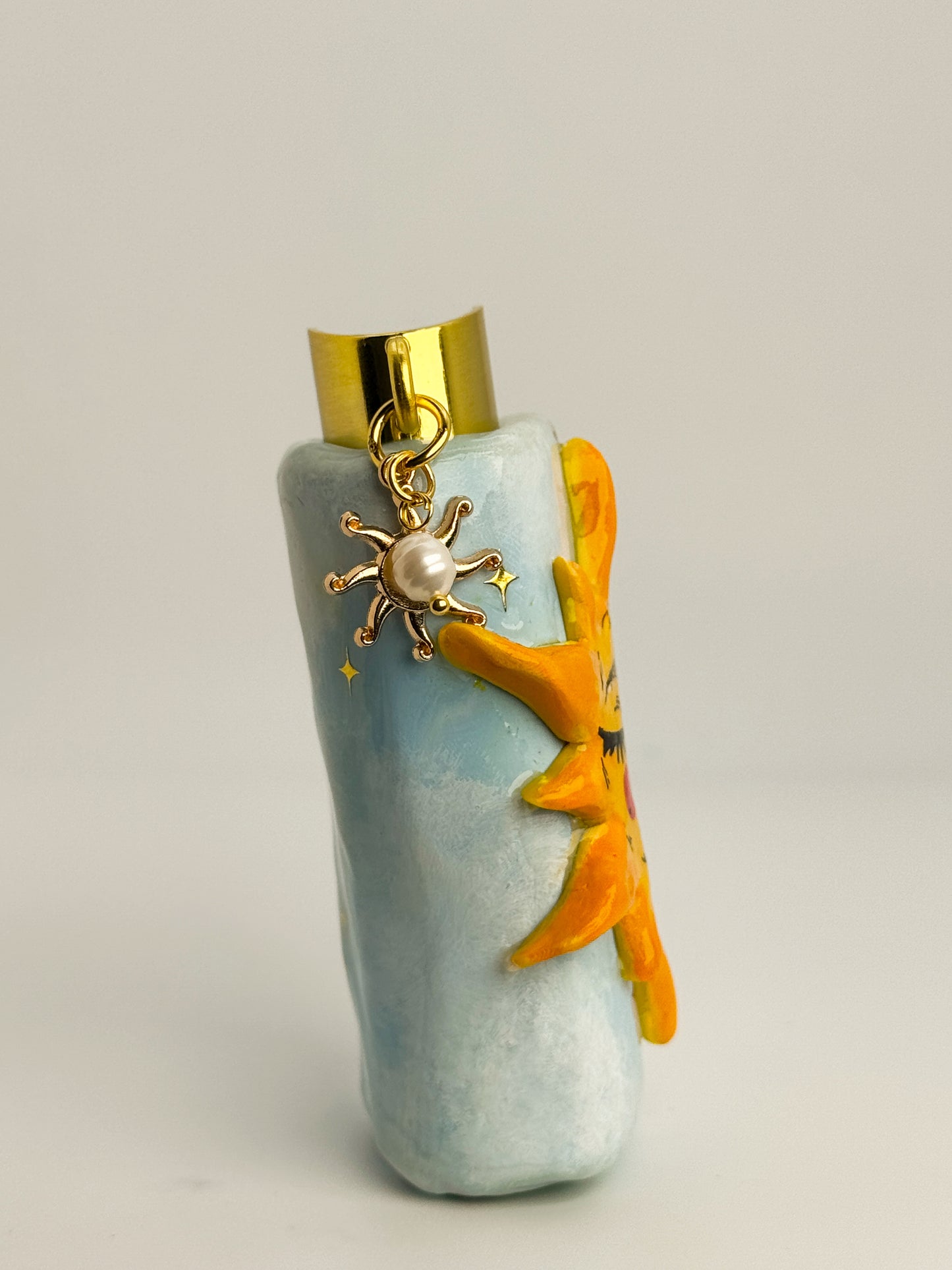 Miss Sunny Lighter Case w/ Charm | Fits Standard Bic | Handmade Polymer Clay Art