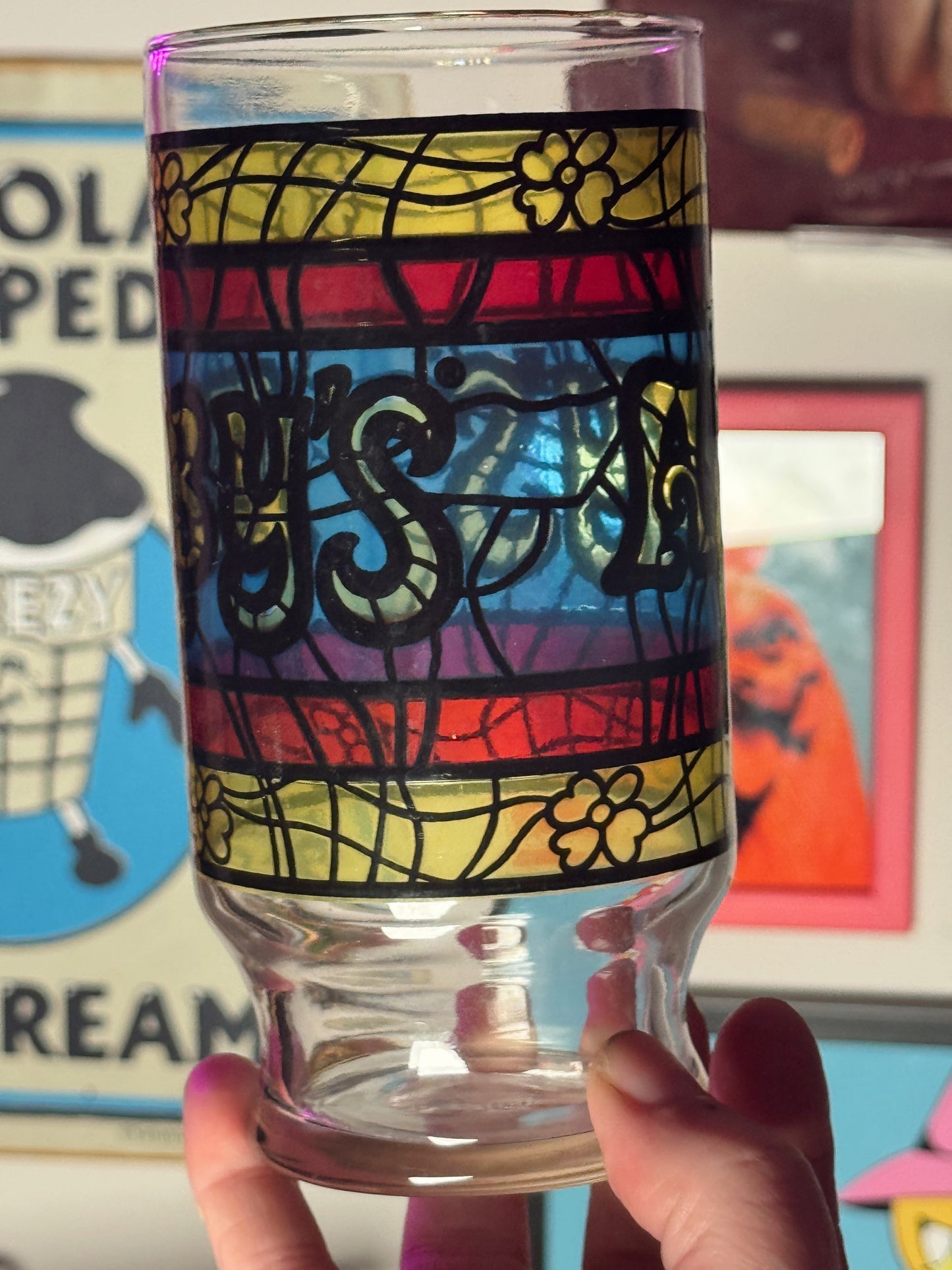 Vintage 70s Arby’s Stained Glass Style Promo Glasses – Set of 3