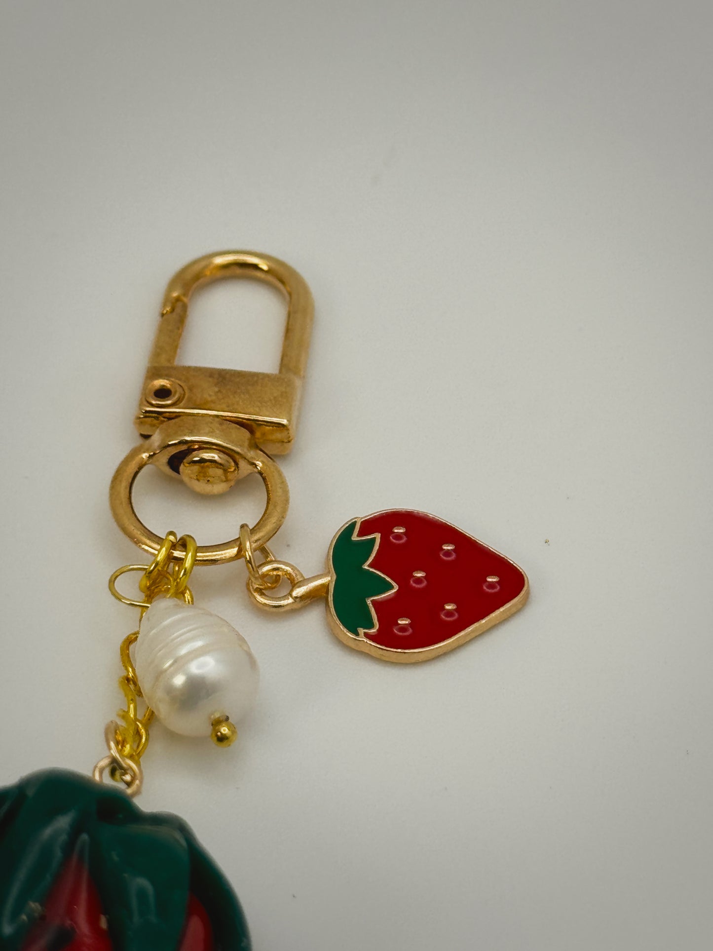 Strawberry Bag Charm | Handmade Polymer Clay Key Chain