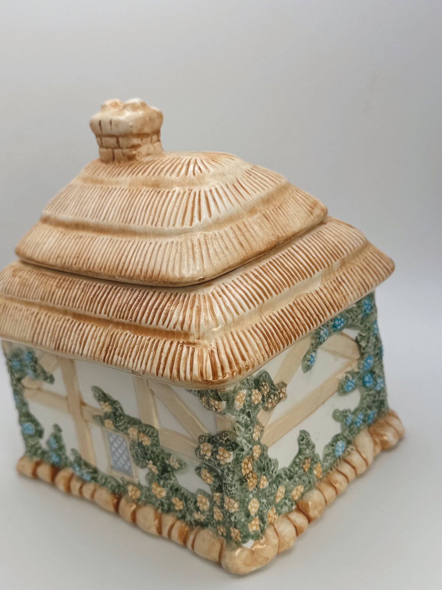 Vintage Teleflora Cottage House Ceramic Jar – Whimsical Cookie & Trinket Storage