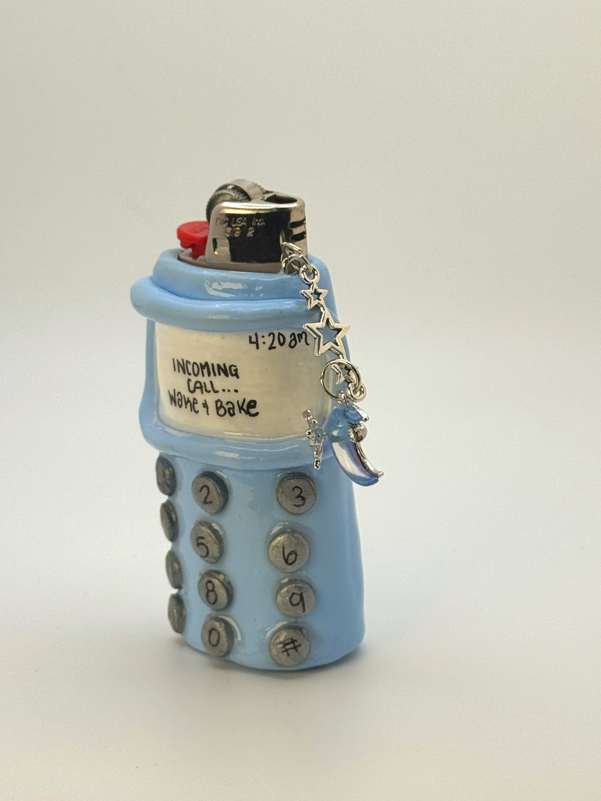 Vintage Cell Phone Case with charm| Fits Standard Bic | Handmade Polymer Clay Art