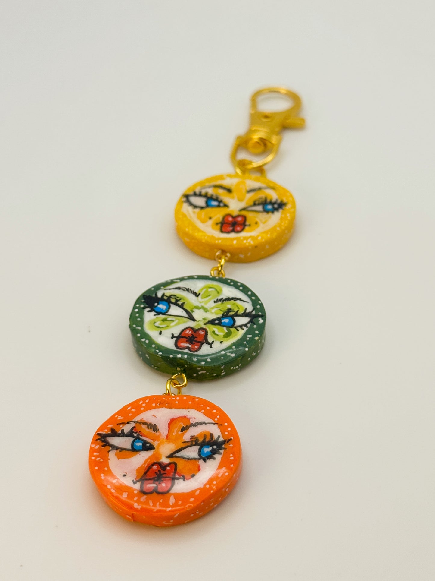Citrus Sisters Keychain – Handmade Polymer Clay Bag Charm