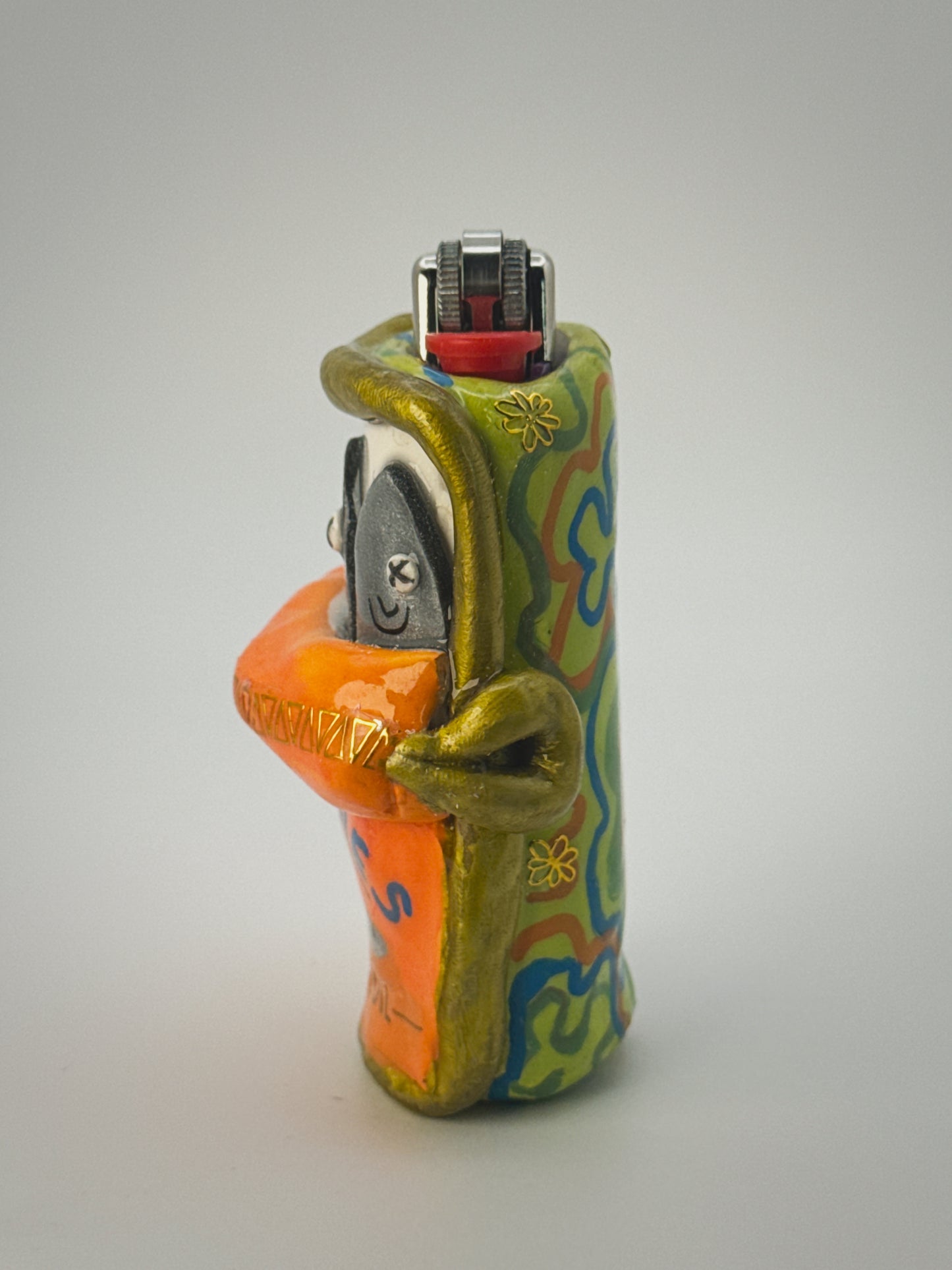 Sardine Tin Lighter Case| Fits Standard Bic | Handmade Polymer Clay Art