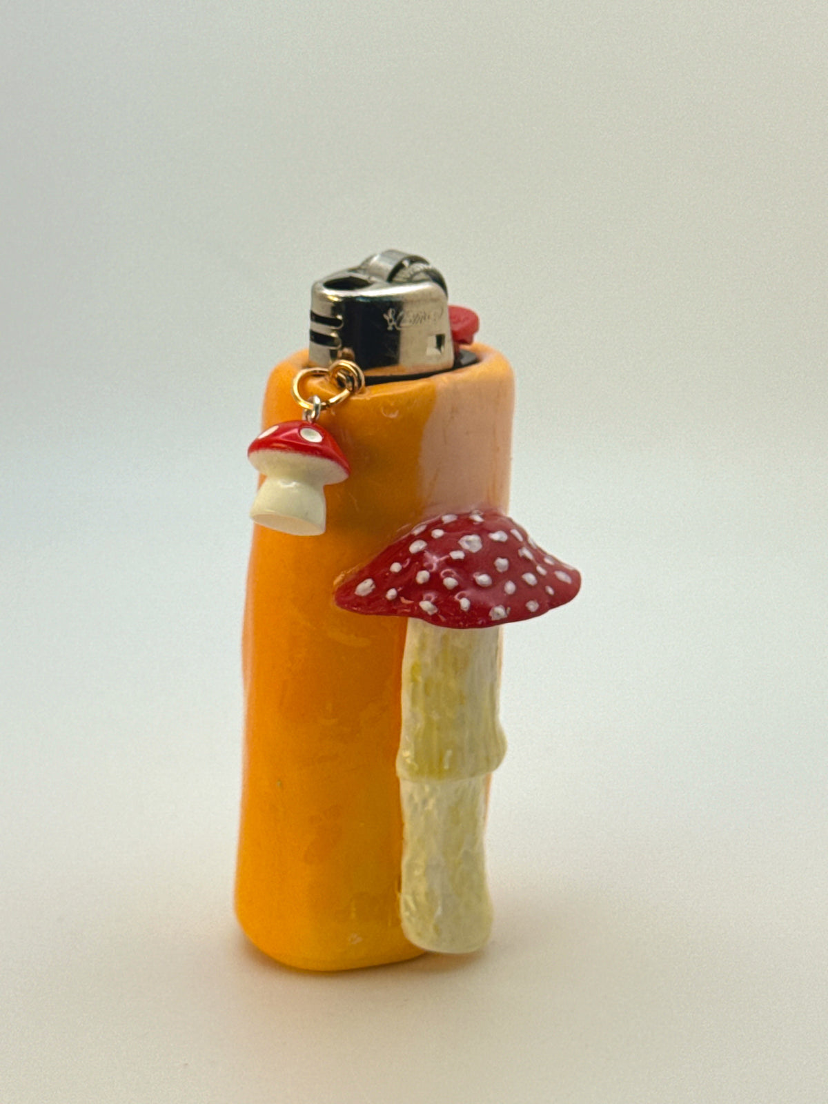 Mushroom Case with charm| Fits Standard Bic | Handmade Polymer Clay Art