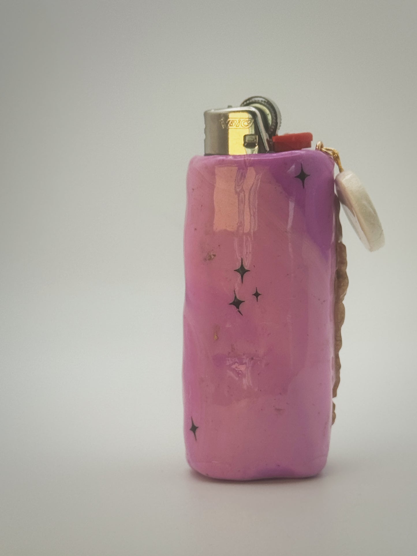 Meowtini Cat Lighter Case with charm| Fits Standard Bic | Handmade Polymer Clay Art