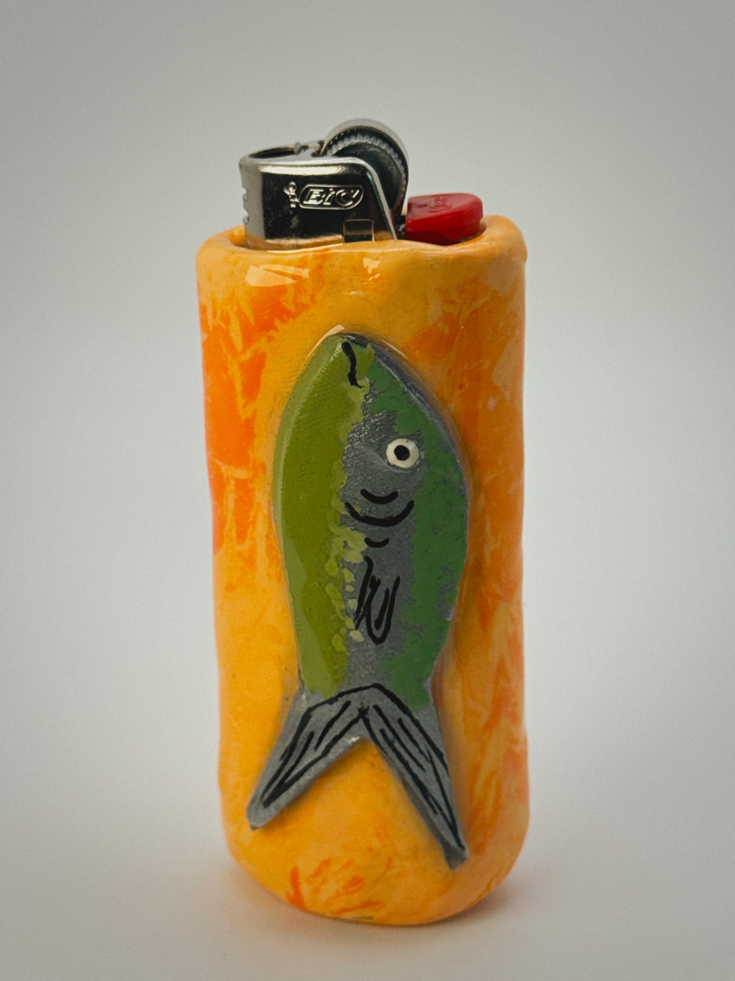 Sardine Fish Lighter Case| Fits Standard Bic | Handmade Polymer Clay Art