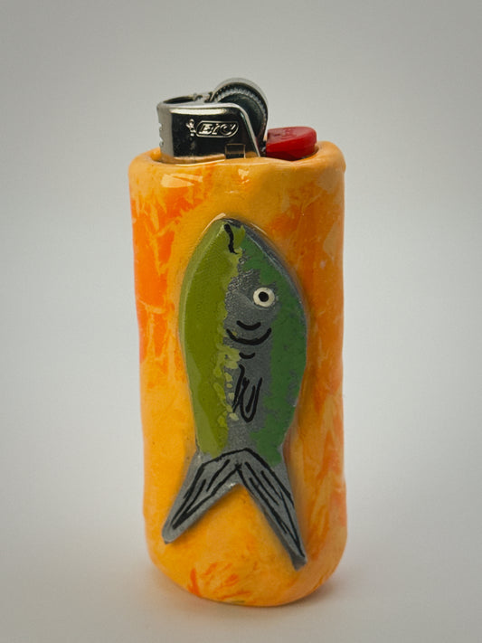 Sardine Fish Lighter Case| Fits Standard Bic | Handmade Polymer Clay Art