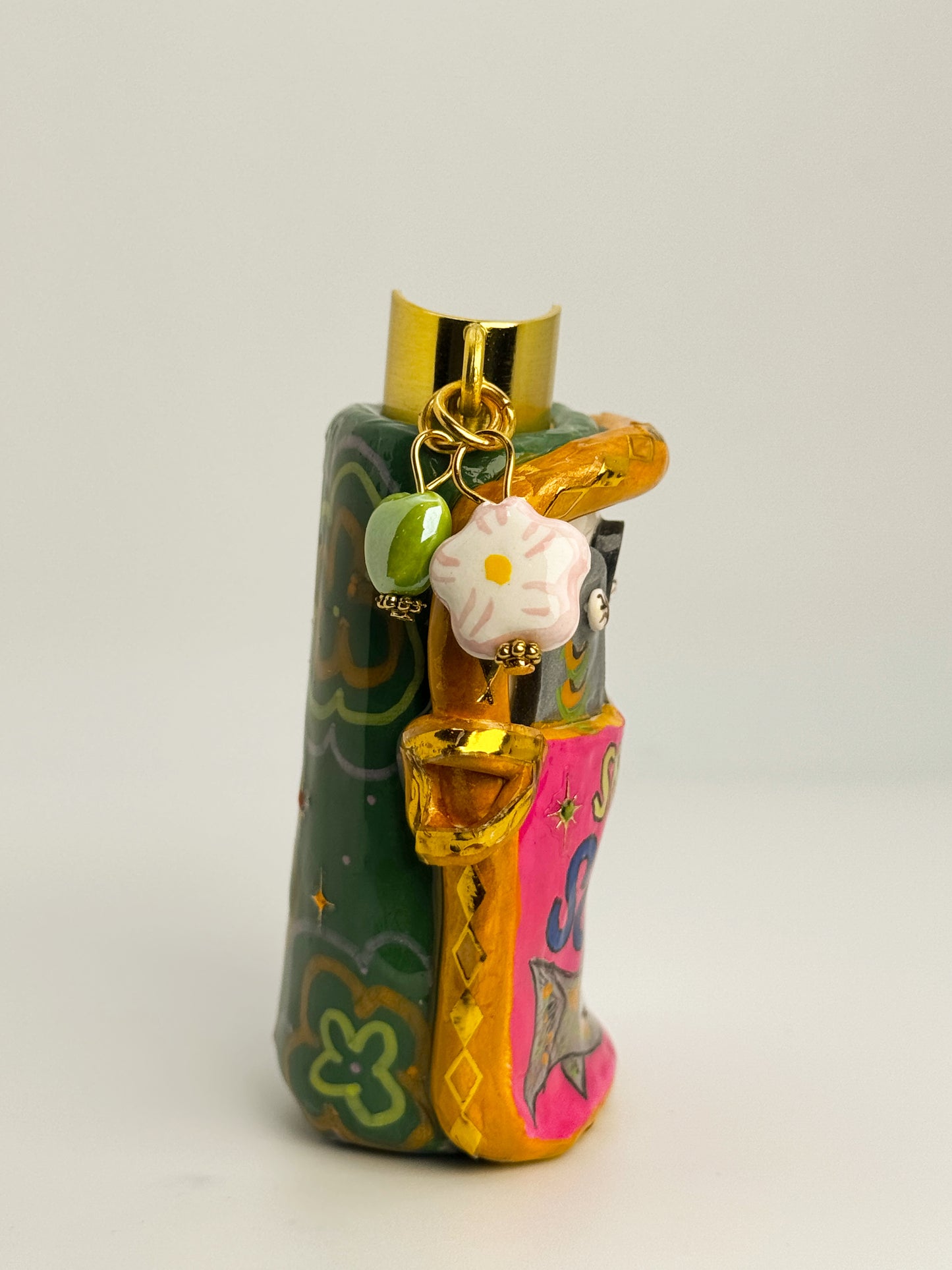 Smoked Sardines Lighter Case w/ Charm | Fits Standard Bic | Handmade Polymer Clay Art