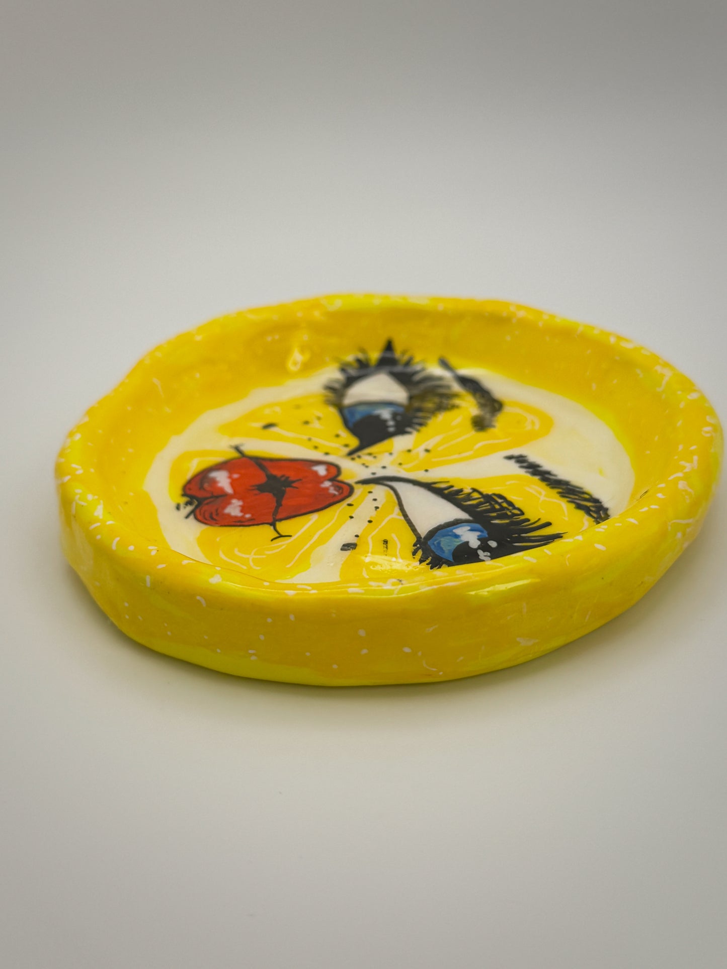 Sour Lemon Face Trinket Dish(3.5-4”) –Handmade Polymer Clay
