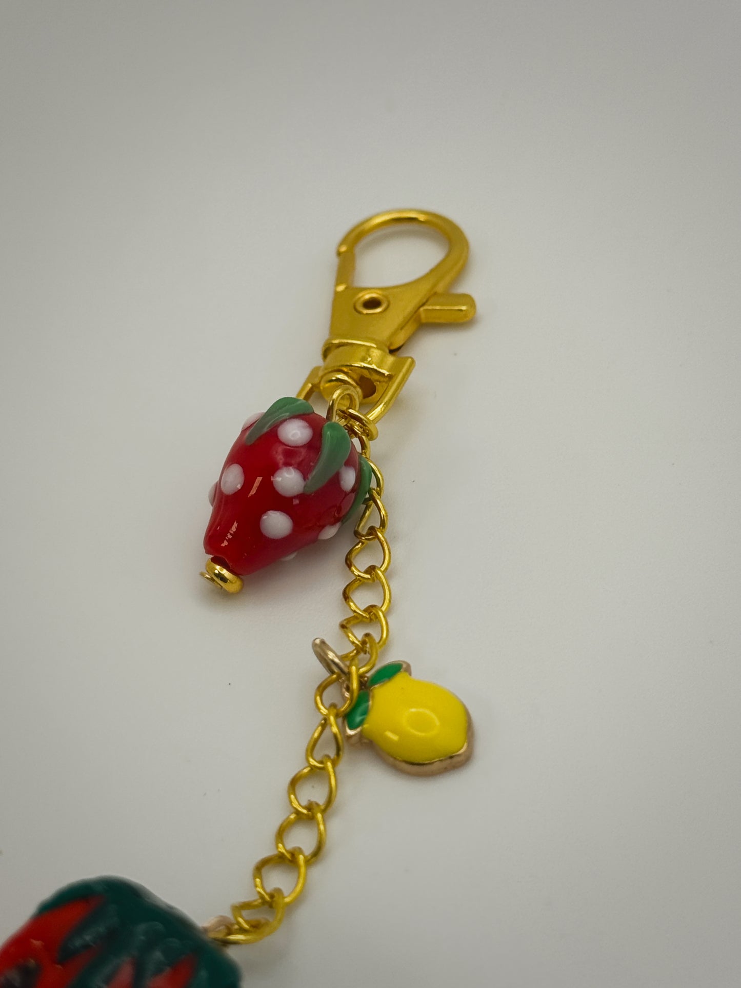 Strawberry Lemon Bag Charm | Handmade Polymer Clay Key Chain