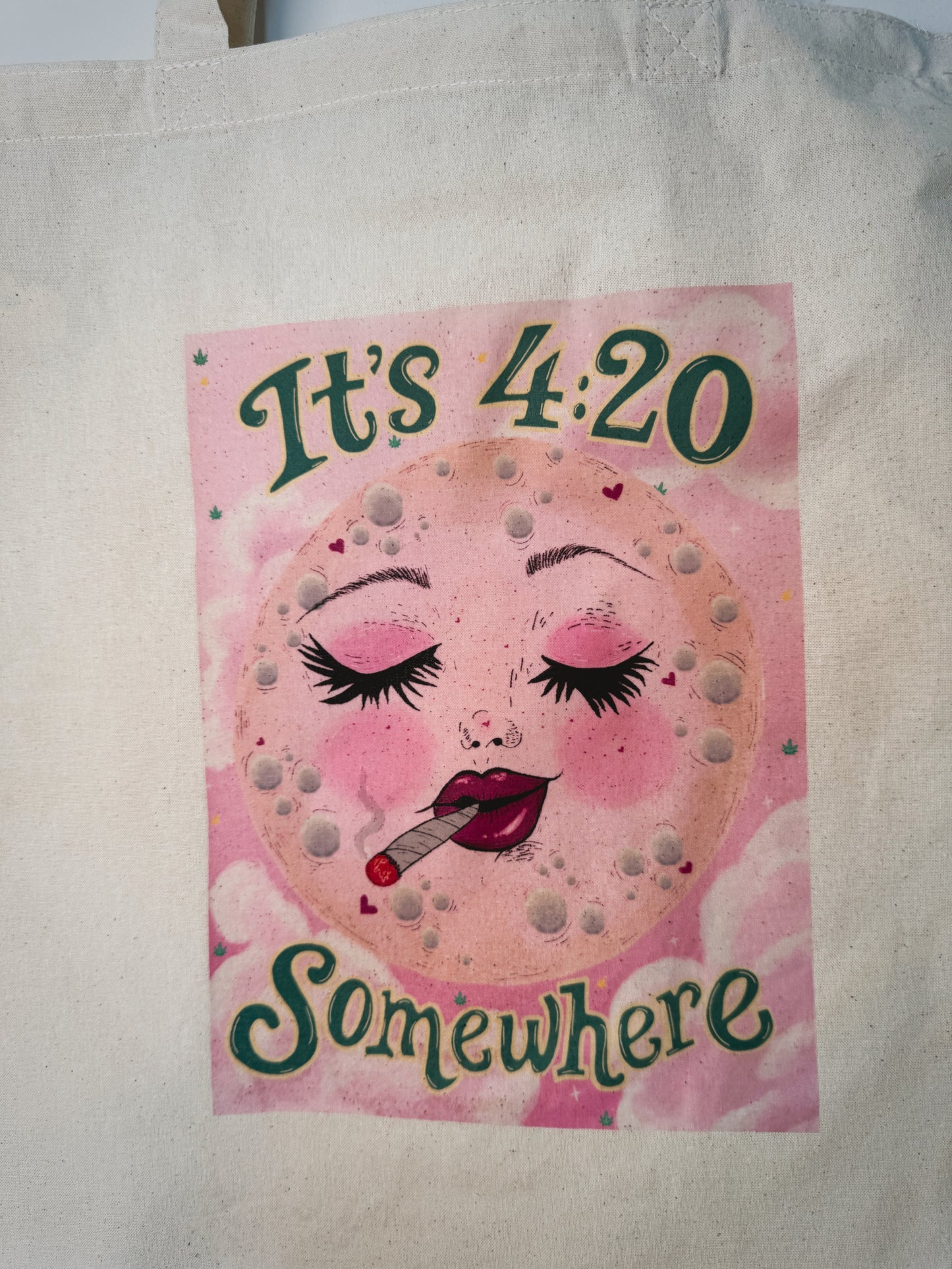 It’s 4:20 Somewhere Hand-Pressed Tote Bag | 15x16 Natural Cotton
