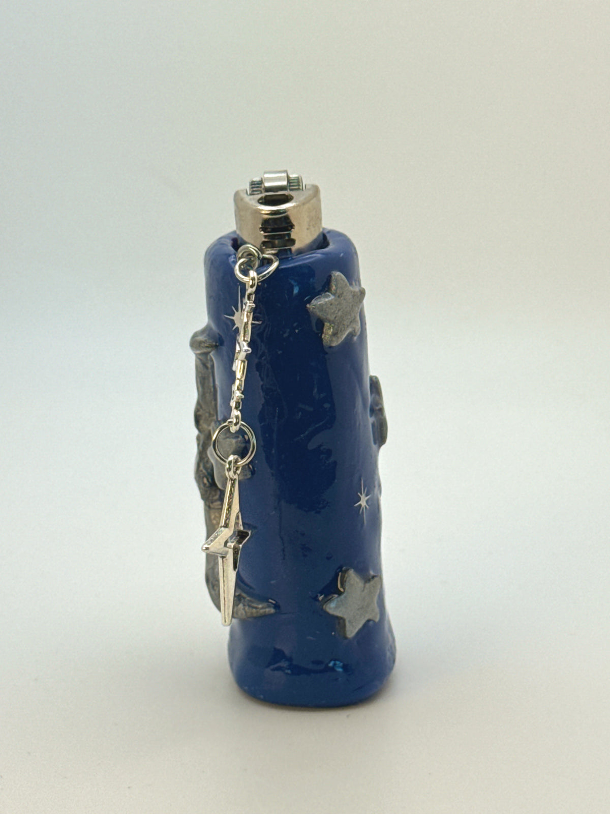90s Celestial Moon Case (SILVER) with charm| Fits Standard Bic | Handmade Polymer Clay Art