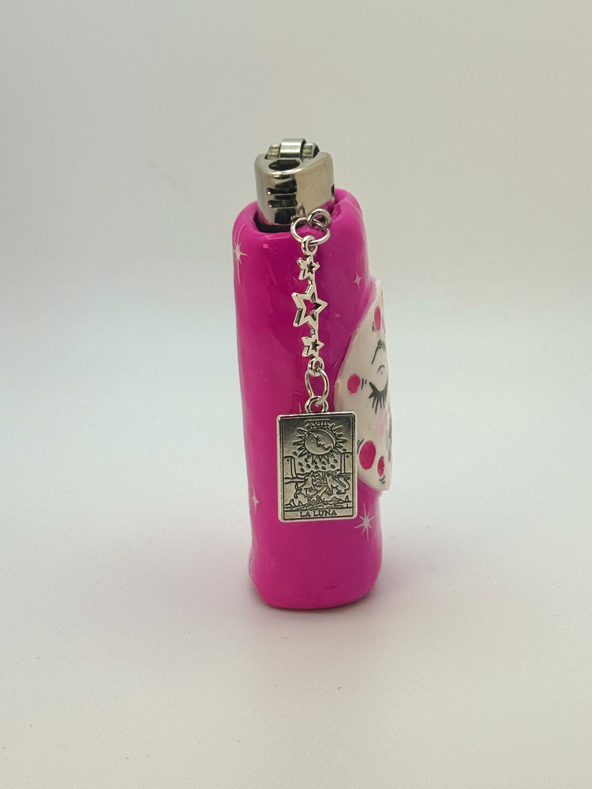 Smoking Moon Case with charm| Fits Standard Bic | Handmade Polymer Clay Art