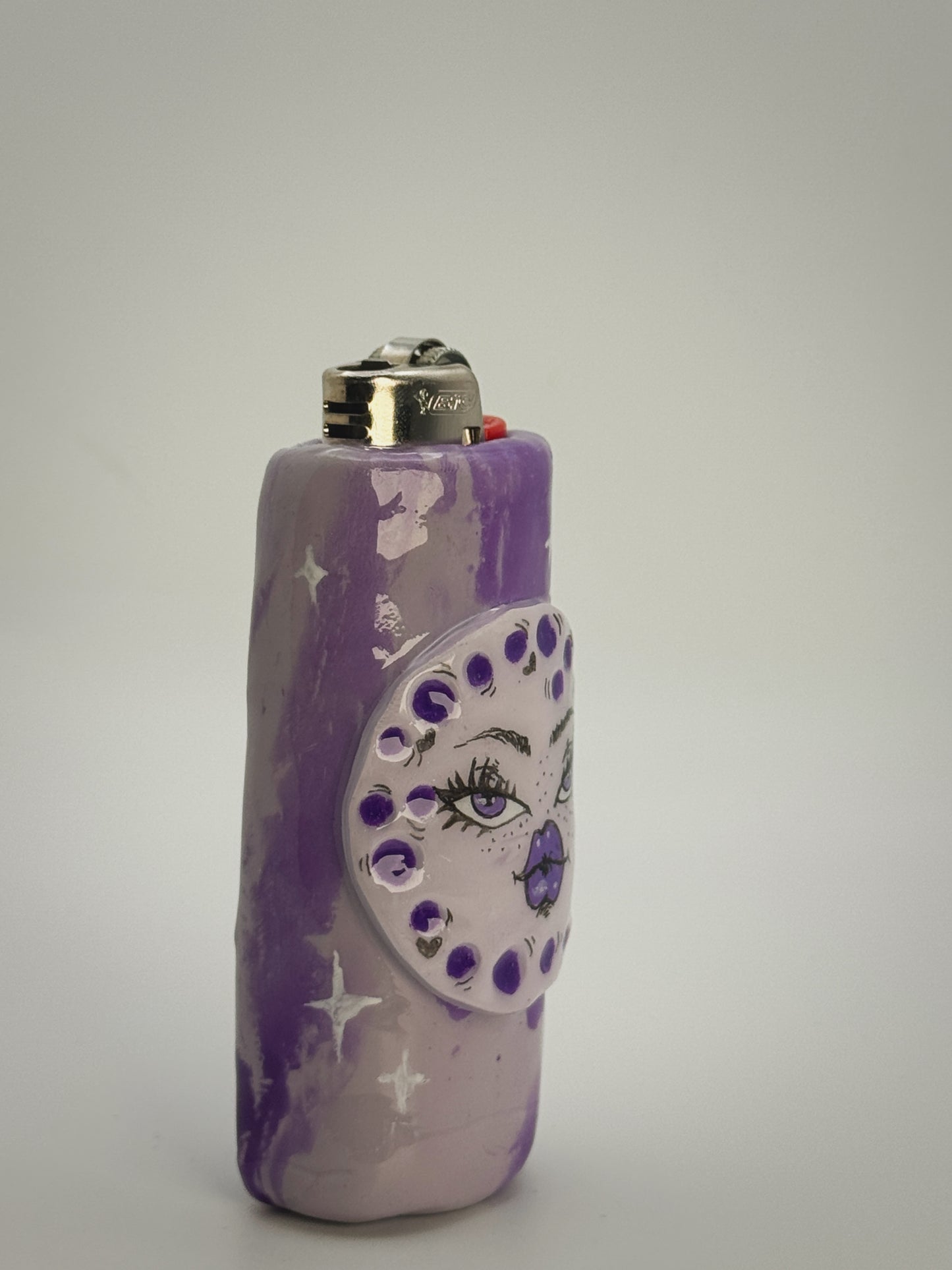 Lavender Moon Lighter Case| Fits Standard Bic | Handmade Polymer Clay Art