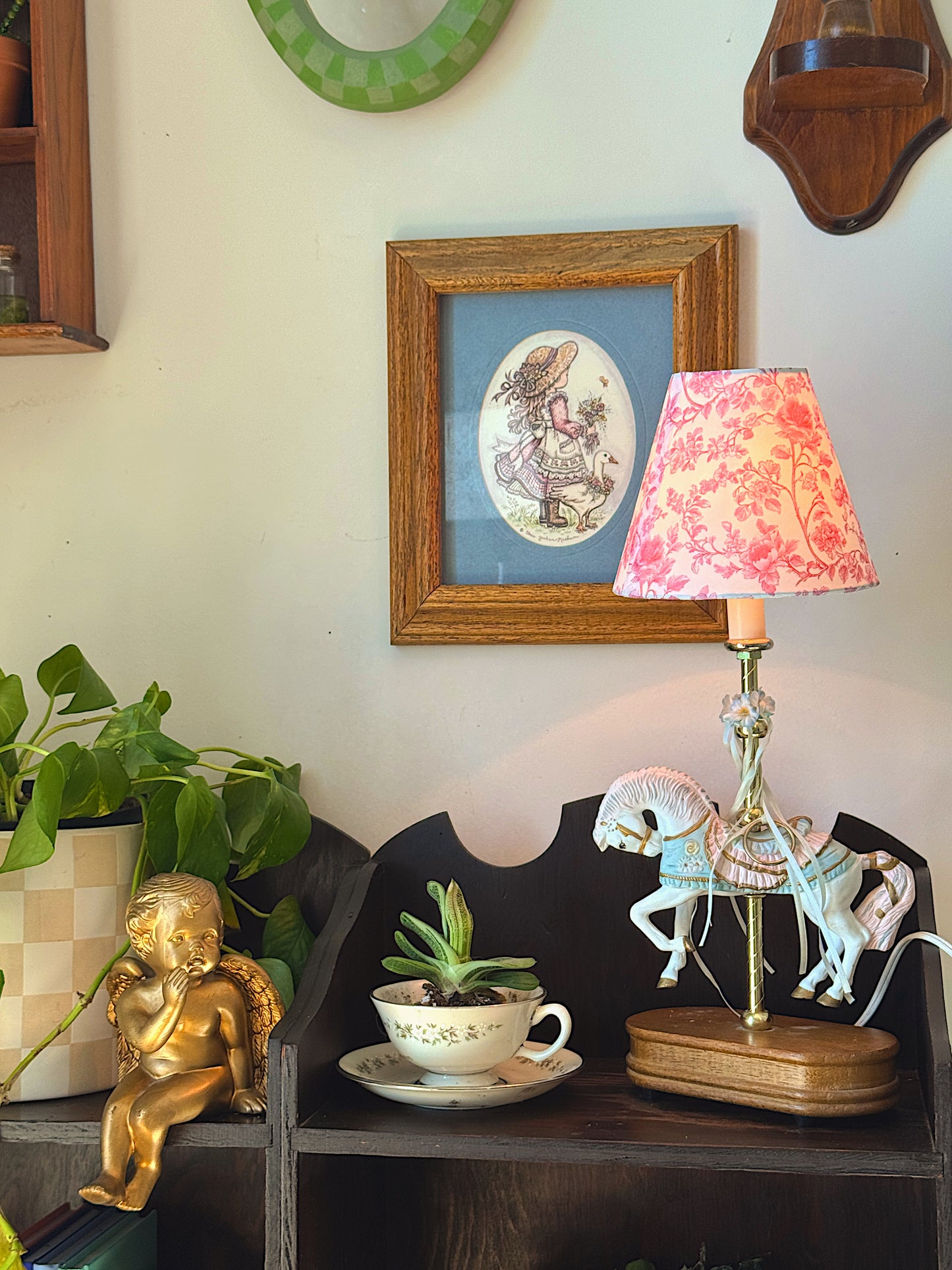 Vintage 1989 House of Lloyd Porcelain Carousel Horse Table Lamp - 17"