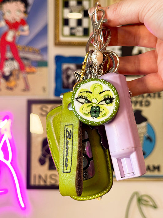 Sassy Lime Keychain – Handmade Polymer Clay Bag Charm