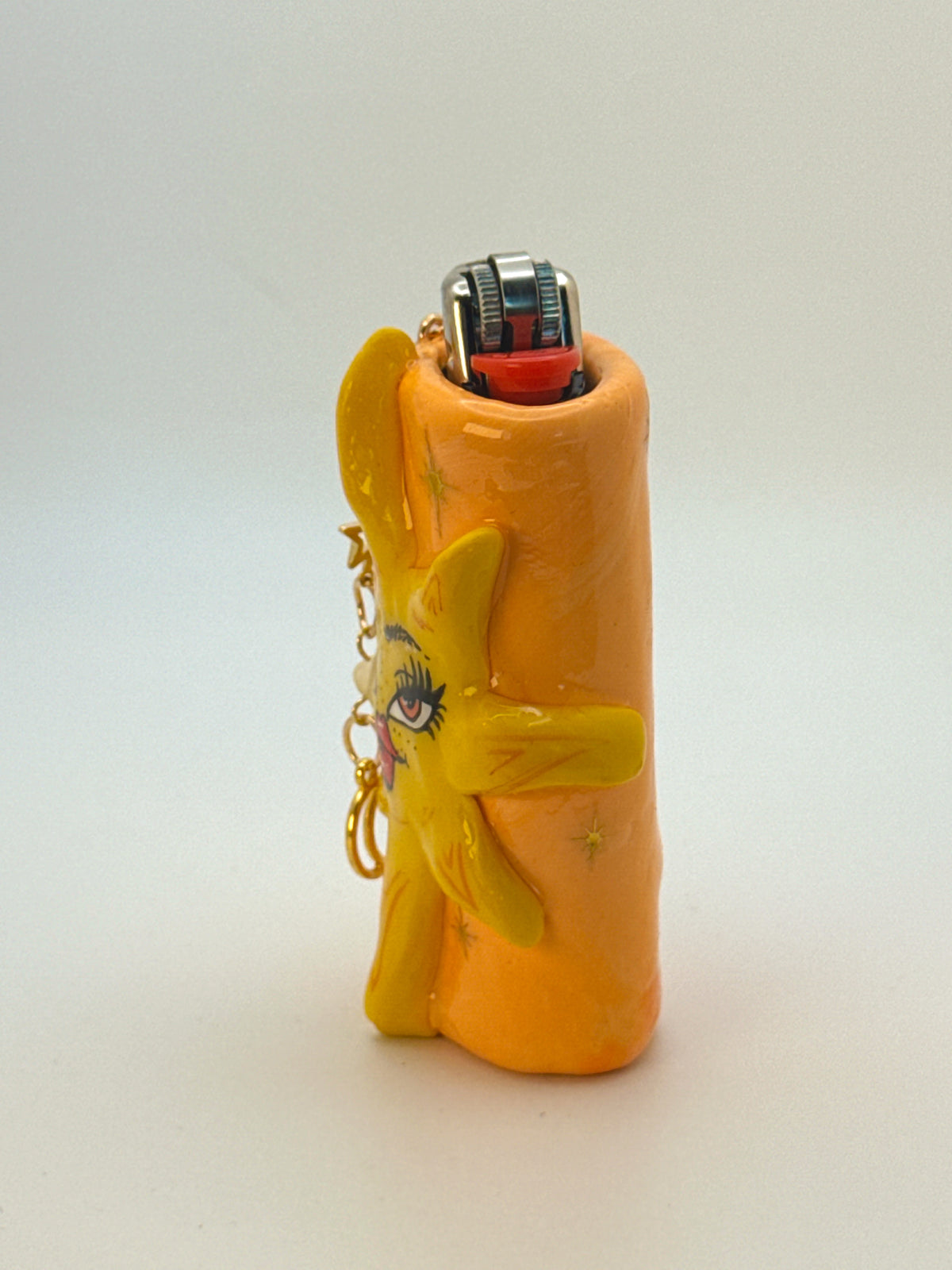 Celestial Sun Case with charm| Fits Standard Bic | Handmade Polymer Clay Art